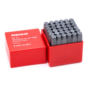 NEIKO 02625A Number and Letter Punch Set with Heat-Treated Steel Punches, Imprinting & Arts and Crafts, 5/16" (8MM) Shaft, 36 Pc Stamp Set, Uppercase Letter & Number Punch Set (A-Z / 0-8 / "&" Symbol)