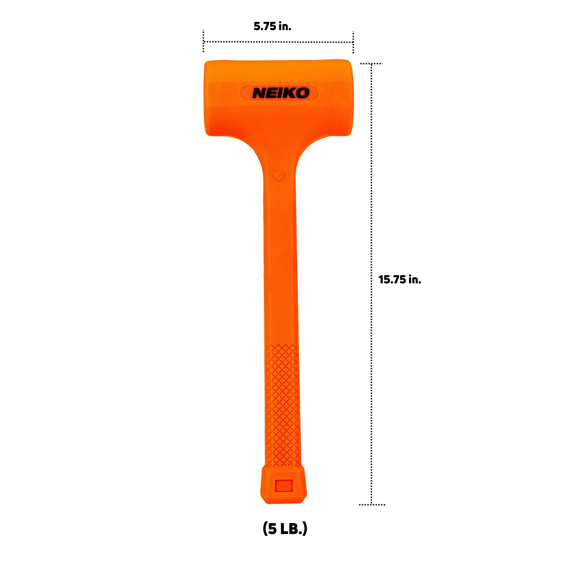 NEIKO 02851A Dead Blow Hammer, 5 Pounds, Neon Orange Deadblow Hammers, Mallet, Spark and Rebound Resistant, Unibody Molded, Soft Blow Rubber, Checkered Grip, Steel Shot and Core