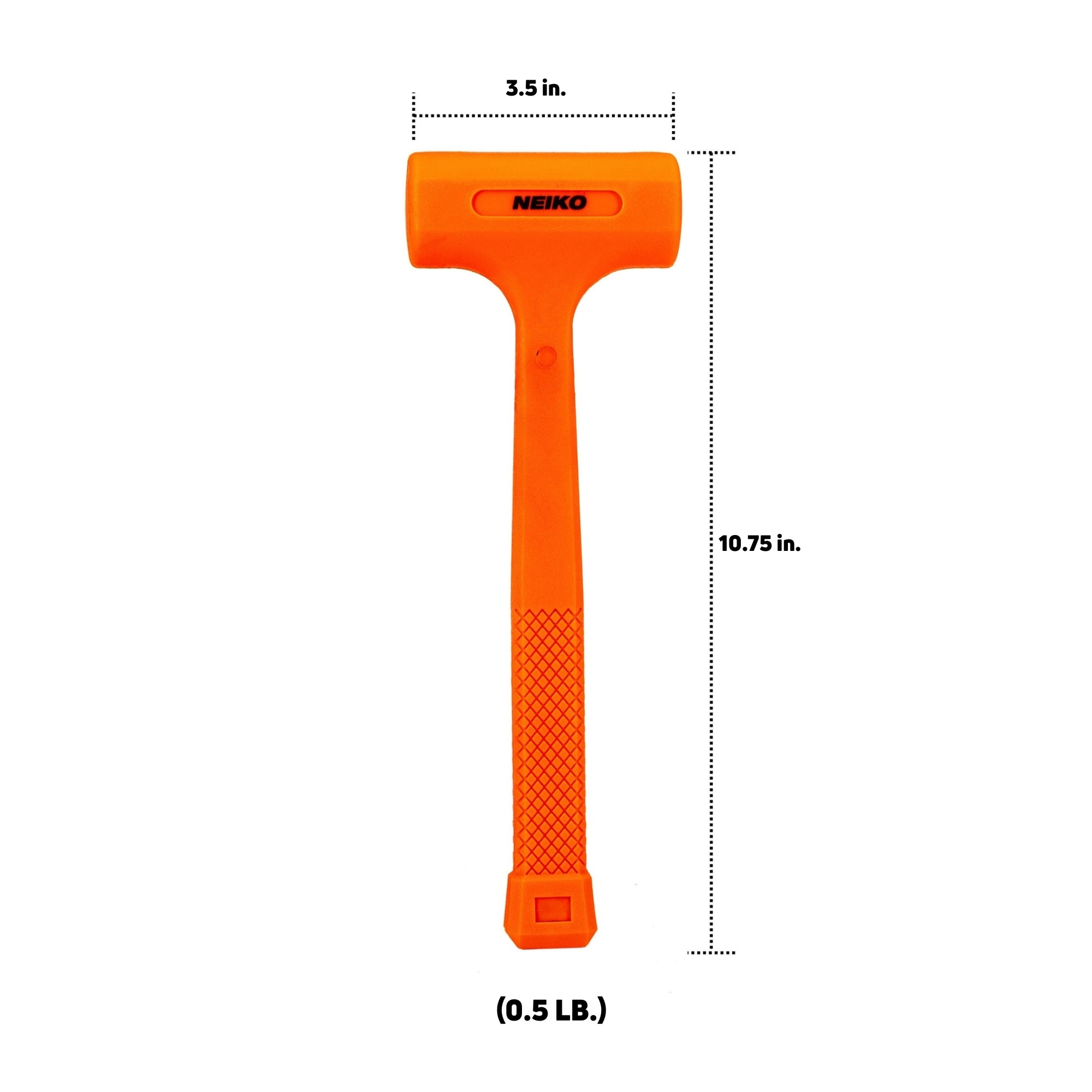 NEIKO 02842A Dead Blow Hammer, 0.5 Pounds, Neon Orange Deadblow Hammers, Mallet, Spark and Rebound Resistant, Unibody Molded, Soft Blow Rubber, Checkered Grip, Steel Shot and Core
