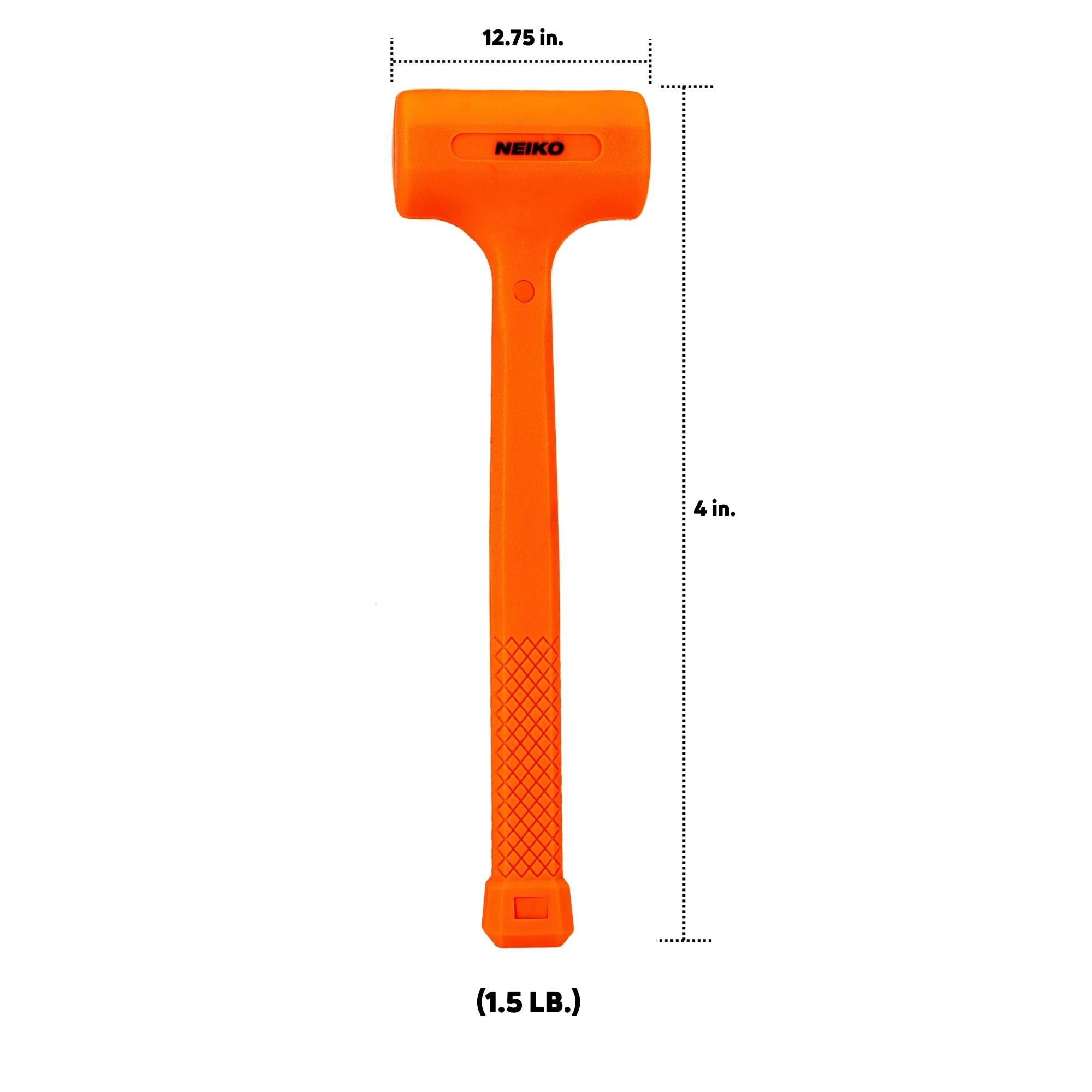 NEIKO 02843A Dead Blow Hammer, 1.5 Pounds, Neon Orange Deadblow Hammers, Mallet, Spark and Rebound Resistant, Unibody Molded, Soft Blow Rubber, Checkered Grip, Steel Shot and Core