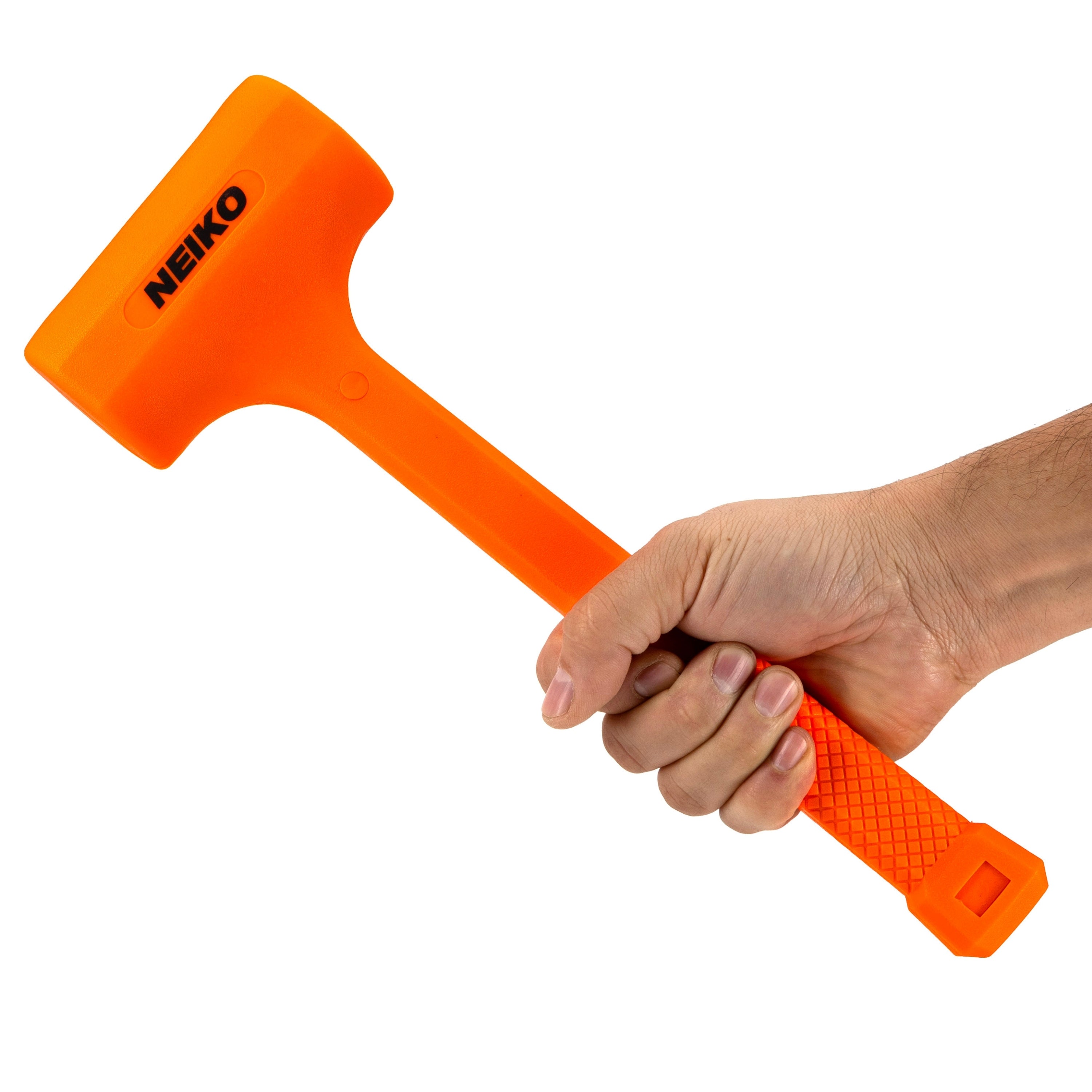 NEIKO 02843A Dead Blow Hammer, 1.5 Pounds, Neon Orange Deadblow Hammers, Mallet, Spark and Rebound Resistant, Unibody Molded, Soft Blow Rubber, Checkered Grip, Steel Shot and Core