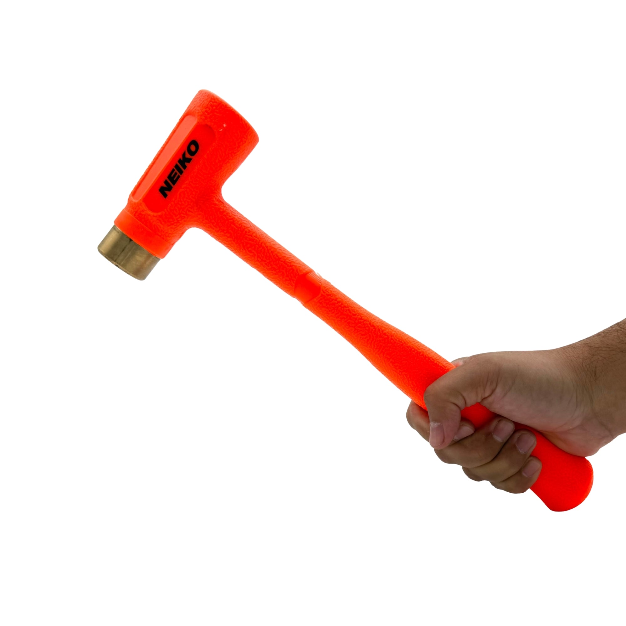 NEIKO 02871A Dead Blow Hammer With Brass Cap, 1.5 Pounds, Neon Orange Deadblow Hammers, Mallet, Spark and Rebound Resistant, Unibody Molded, Soft Blow Rubber, Non Slip Grip, Steel Shot and Core