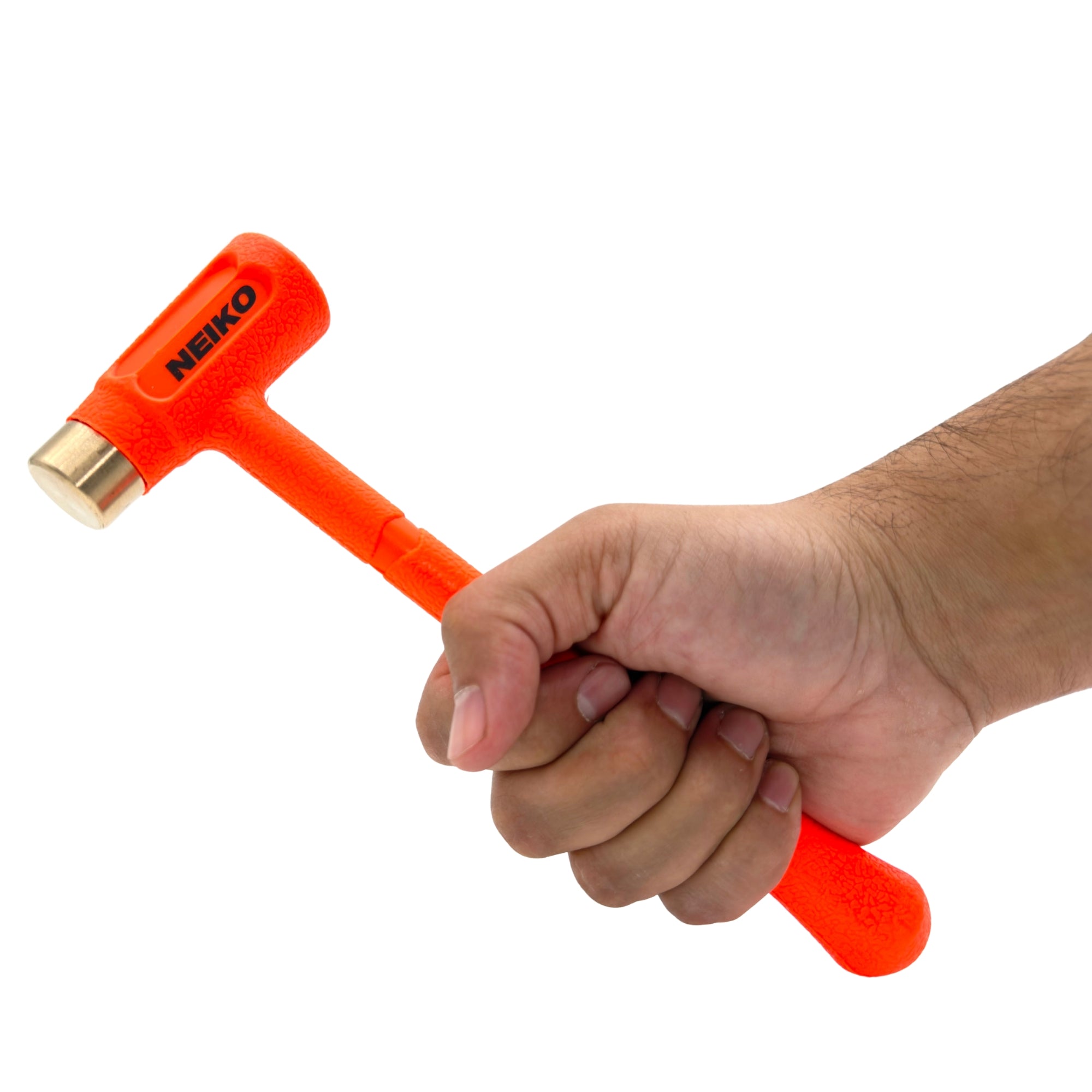 NEIKO 02870A Dead Blow Hammer With Brass Cap, 0.75 Pounds, Neon Orange Deadblow Hammers, Mallet, Spark and Rebound Resistant, Unibody Molded, Soft Blow Rubber, Non Slip Grip, Steel Shot and Core