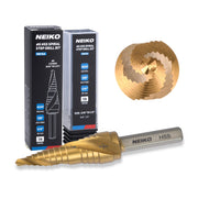NEIKO 10615A Step Drill Bit, 2 Steps 3/8" to 1/2" Spiral High Speed Steel, Titanium Nitride Coated, 1/4" Tri Flat Step Bits for Steel, Metal, Wood, Plastic, Unibit Cone Drill Bits, Two Flute