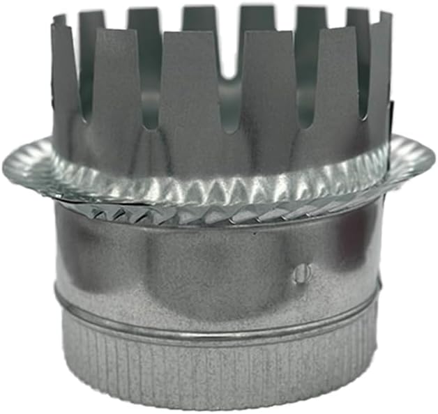 HVAC Ductboard Starting Collar with Crimp, Galvanized Sheet Metal 26-Gauge, Made in USA (8 Inch)