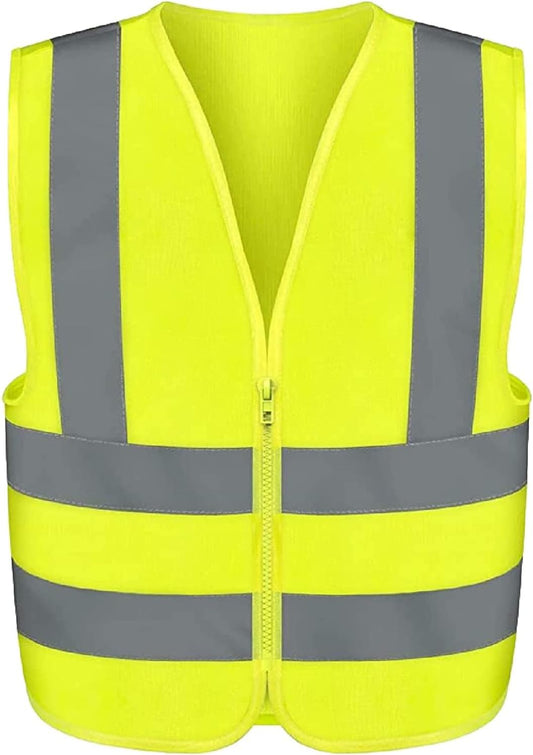 Kids High-Visibility Safety Vest – Reflective Strips, Zipper Front