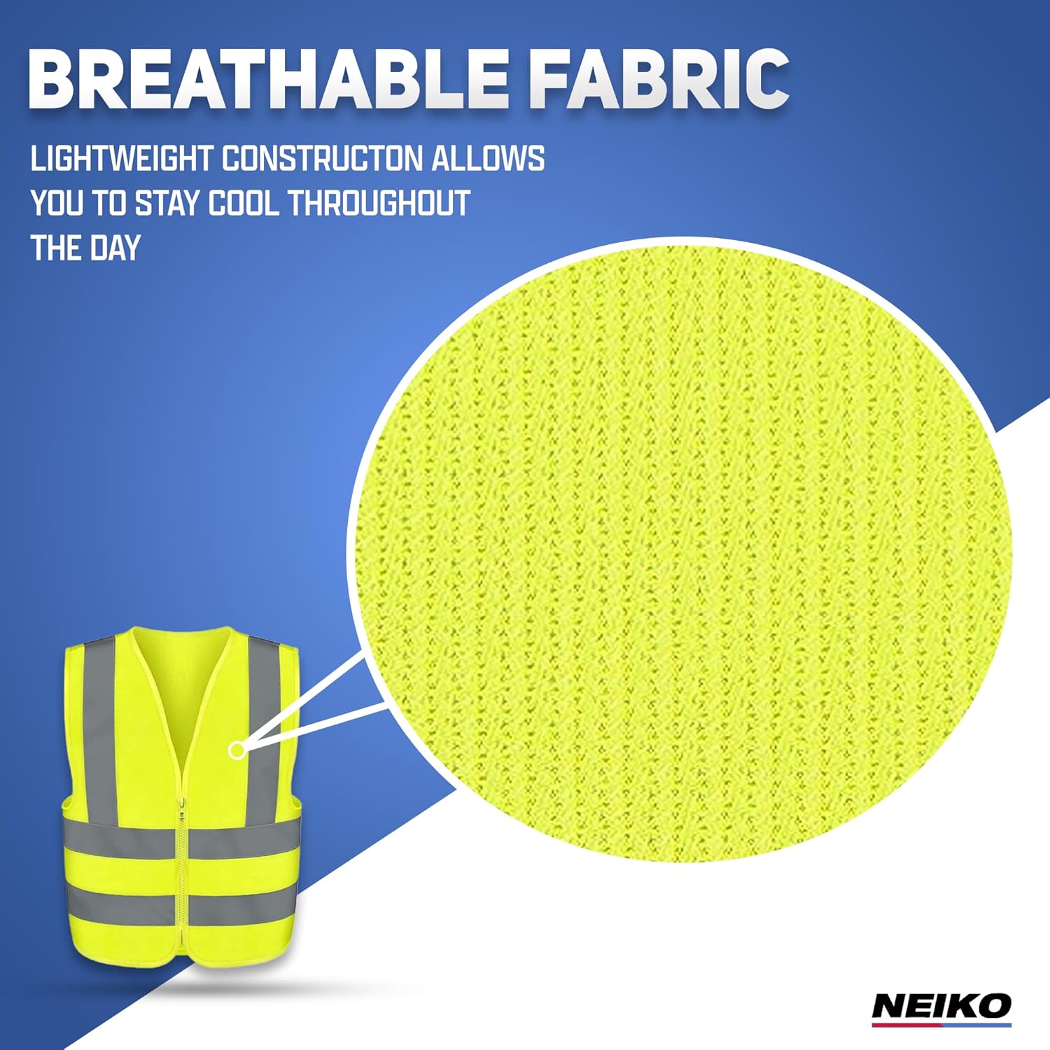 Kids High-Visibility Safety Vest – Reflective Strips, Zipper Front
