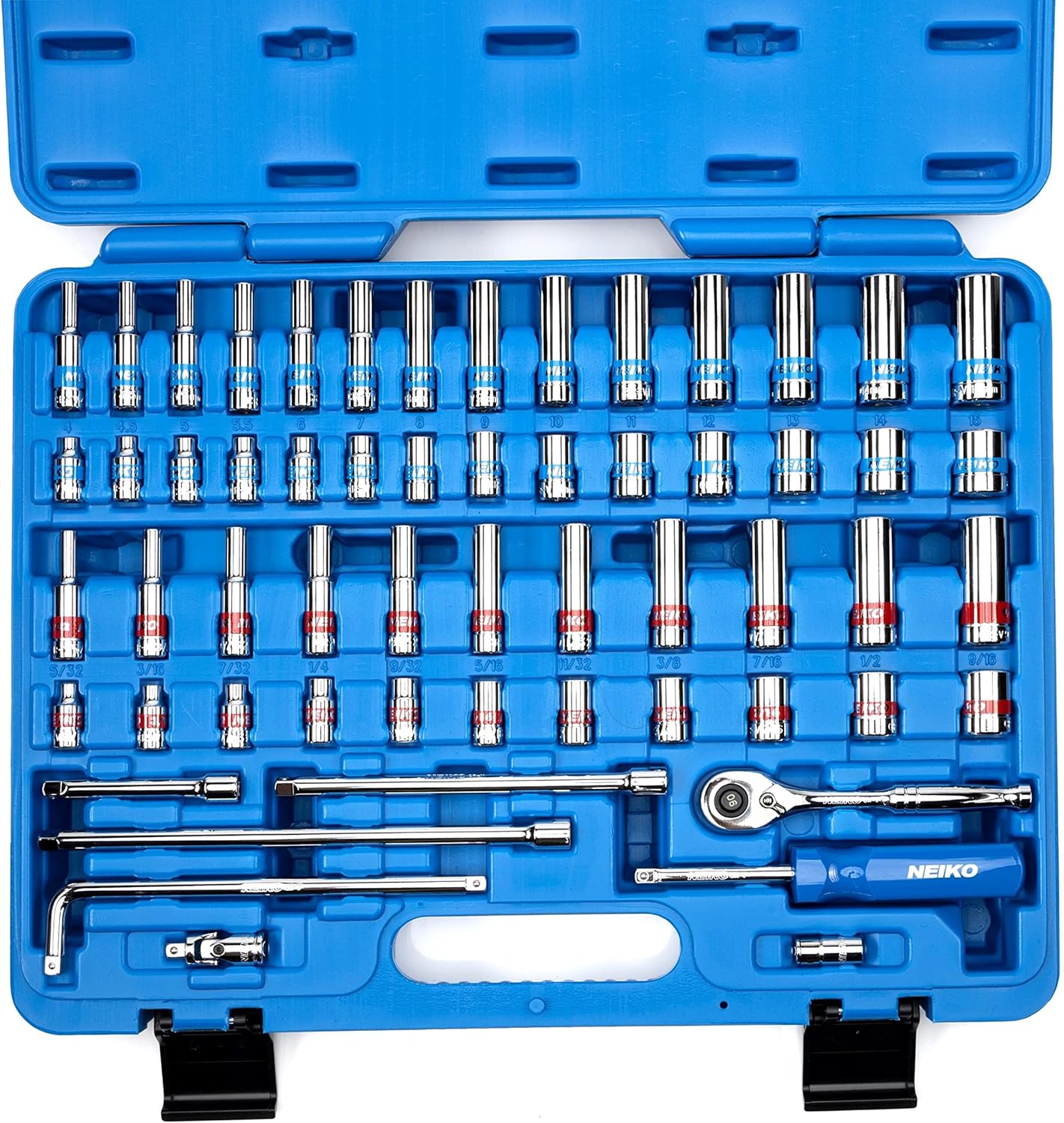 1/4” Drive Ratchet & Socket Set – SAE & Metric, Cr-V Steel (58-Piece)