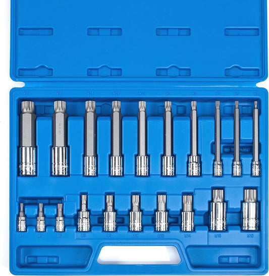 XZN Triple Square Bit Socket Set – Extra-Long 4”, 4–18 mm (20-Piece)