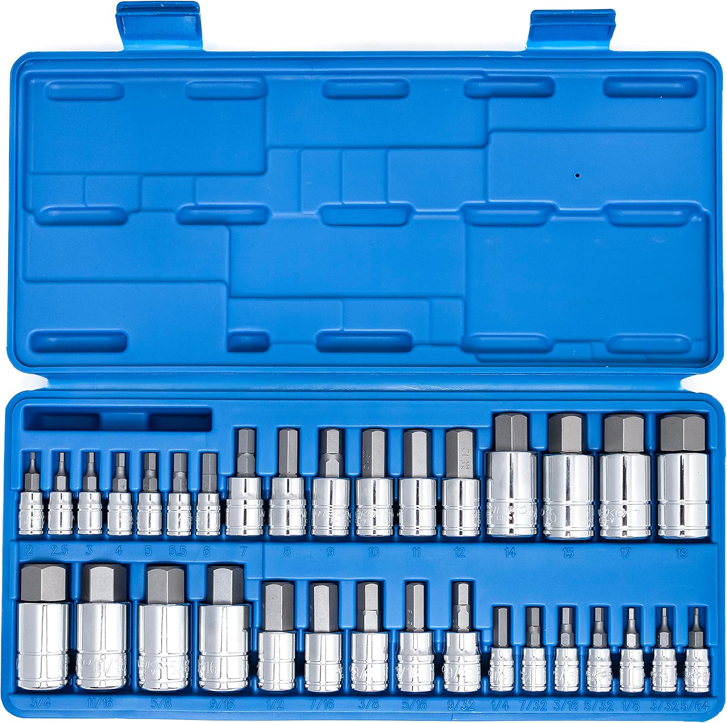 Master Allen Hex Bit Socket Set – SAE & Metric, S2 Steel (33-Piece)