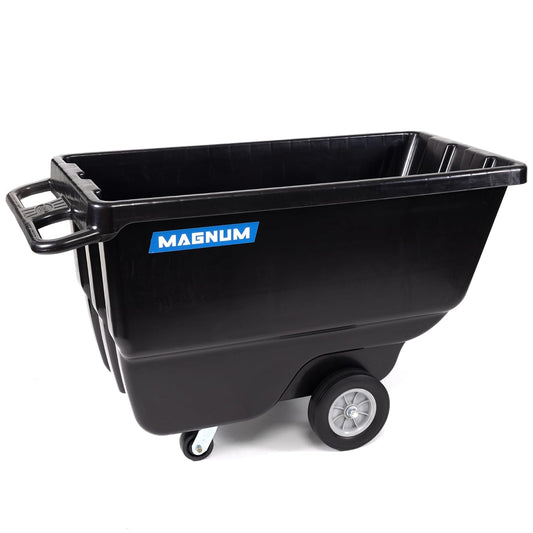MAGNUM Tilt Truck, 1 Cu. Yd. Covered Capacity Dump Cart with Heavy Duty 12” Wheels & 5” Casters for Handling Materials, Jobsites, 800 lbs, Trash Cart with Wheels DUC100-12