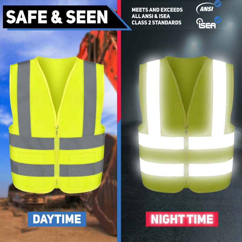 thumbnail image 2 of Ergodyne Hi-Visibility Orange Industrial Safety Vests 2 Pockets Neon Yellow Safety Vest With Reflective Strips ANSI/ISEA XL Black Industrial Safety Vests 2 of 13