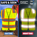 Neiko 53992A XX-Large High Visibility Safety Vest, 3 Pockets and Zipper Neon Construction Vest, Neon Yellow, Safety Vest for Men and Women, Adult Safety Vest