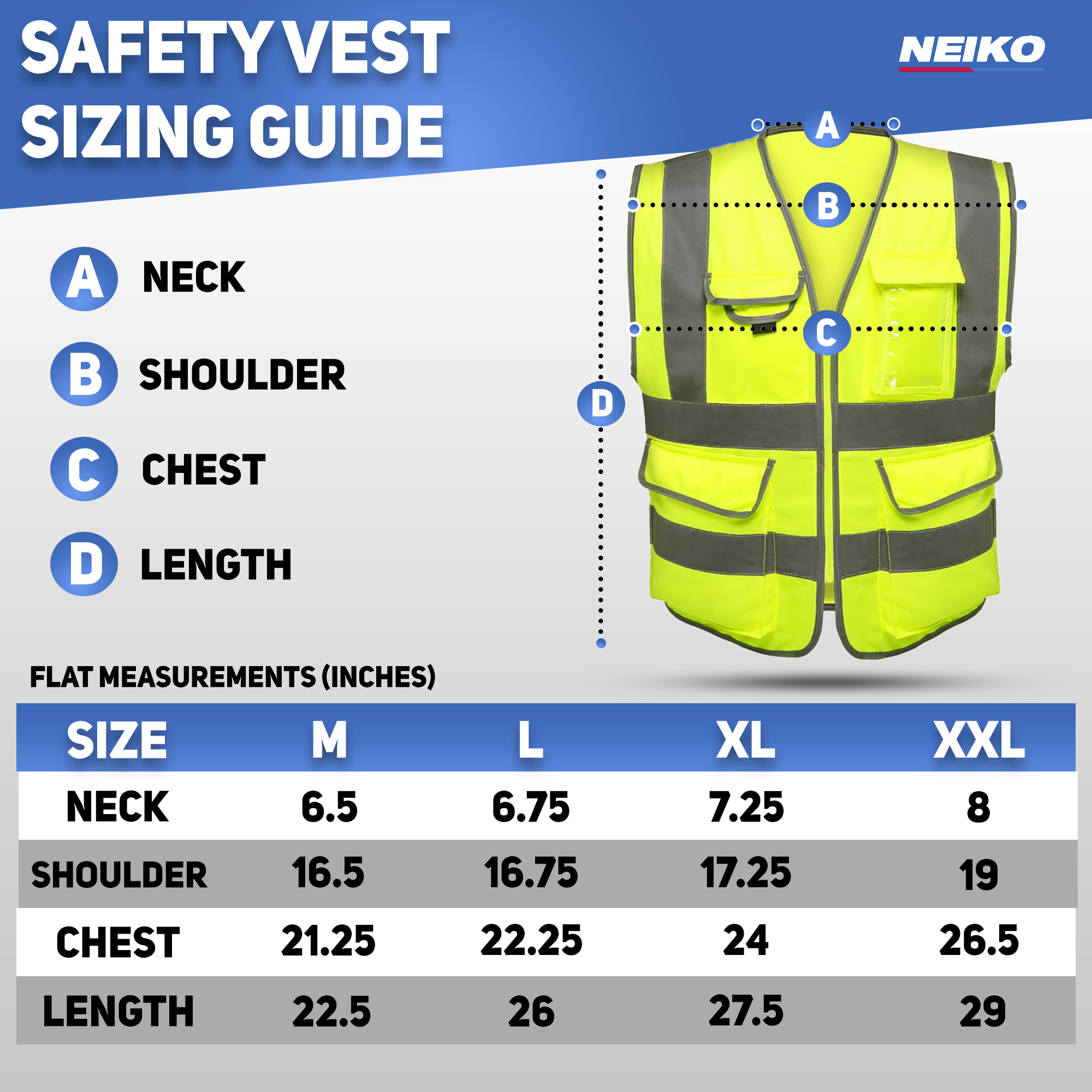 High-Visibility Safety Vest – Reflective Strips, Zipper Front (X-Large)
