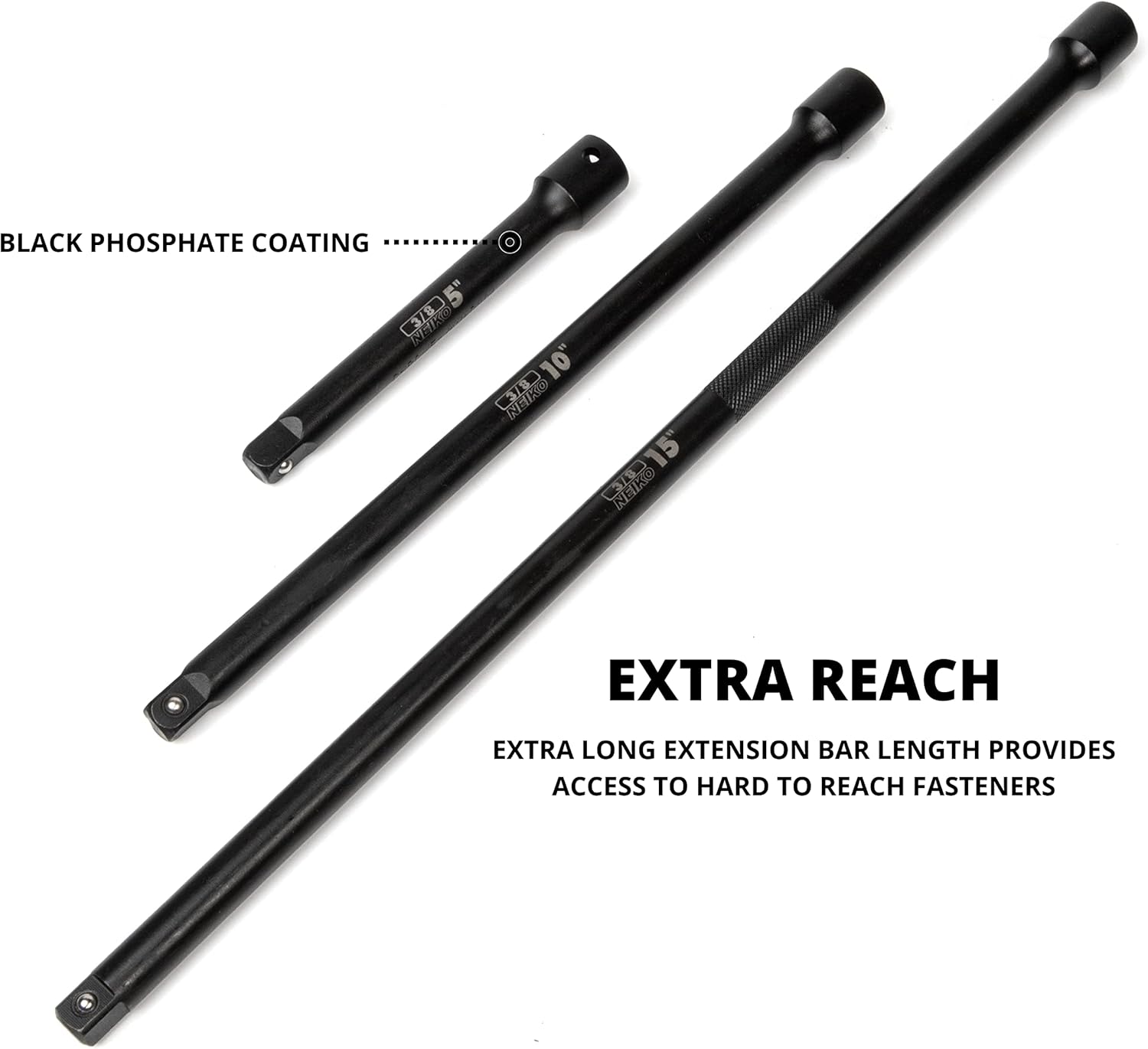 3/8” Drive Impact Extension & Adapter Set – 5”, 10” & 15” (6-Piece)