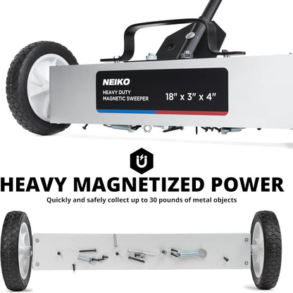 18” Rolling Magnetic Sweeper – Adjustable Handle, 45 lb Pickup Capacity