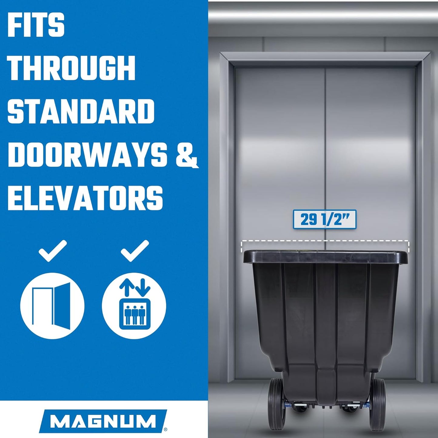 MAGNUM Tilt Truck, 1 Cu. Yd. Covered Capacity Dump Cart with Heavy Duty 12” Wheels & 5” Casters for Jobsites, 800 lbs, Trash Cart with Wheels DUC100-12-03PK (3-Pack)