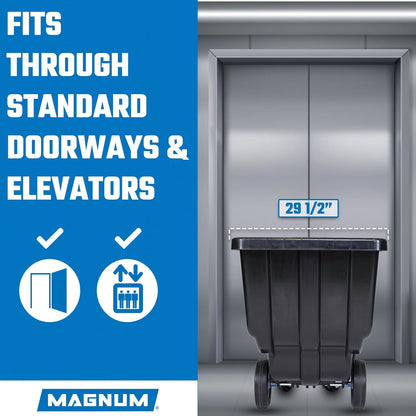 MAGNUM Tilt Truck, 1 Cu. Yd. Covered Capacity Dump Cart with Heavy Duty 12” Wheels & 5” Casters for Jobsites, 800 lbs, Trash Cart with Wheels DUC100-12-03PK (3-Pack)