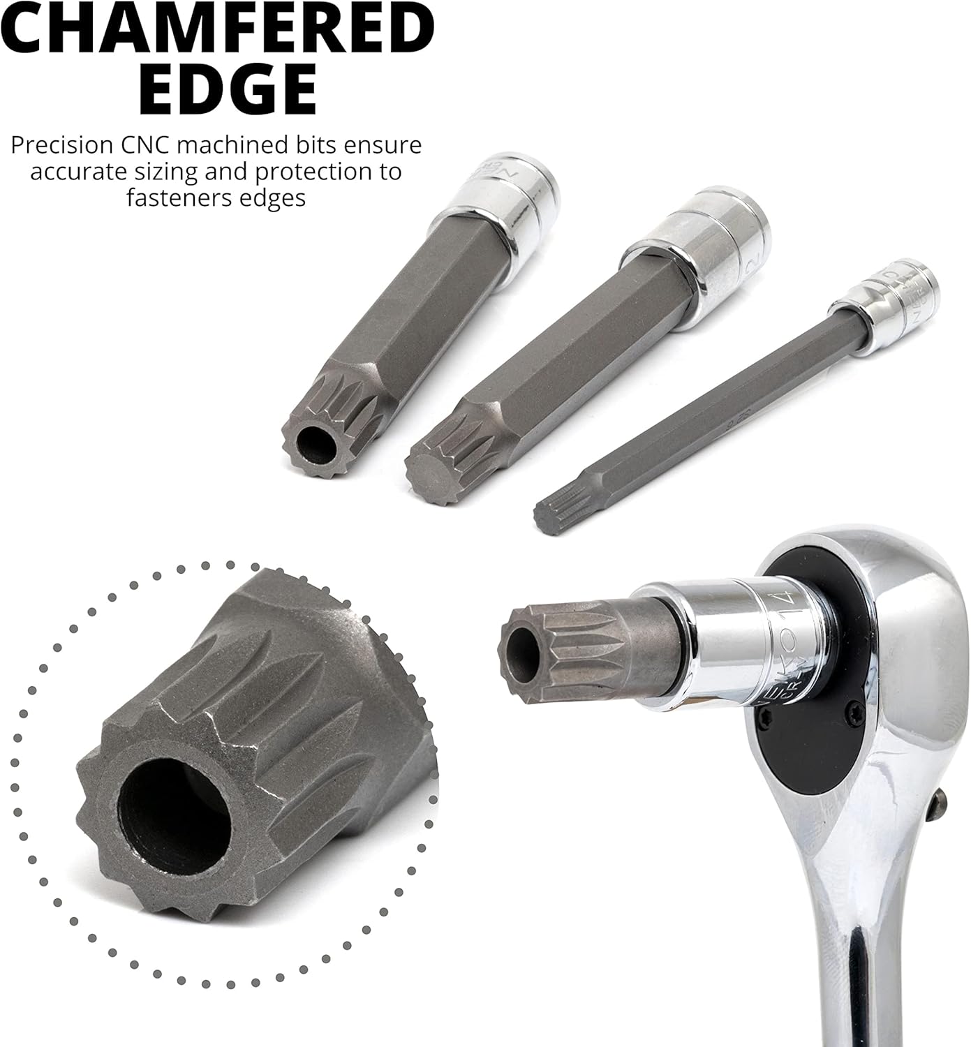 XZN Triple Square Bit Socket Set – Extra-Long 4”, 4–18 mm (20-Piece)