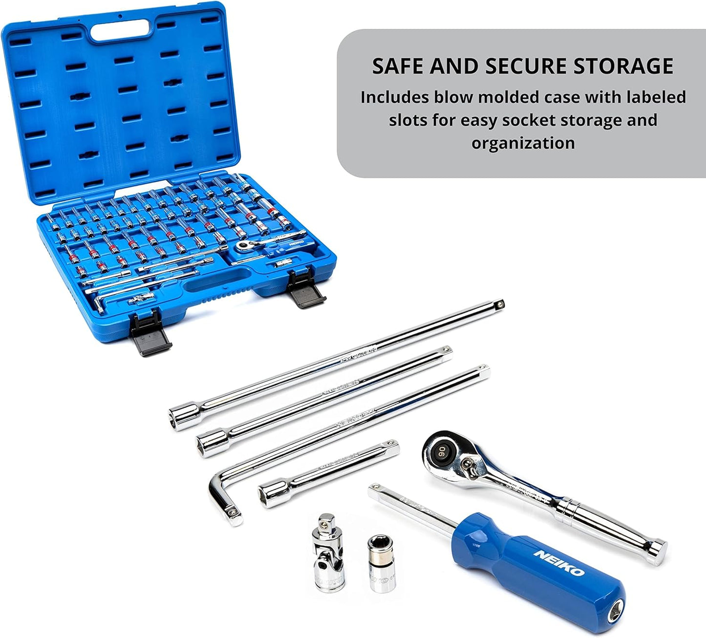 1/4” Drive Ratchet & Socket Set – SAE & Metric, Cr-V Steel (58-Piece)