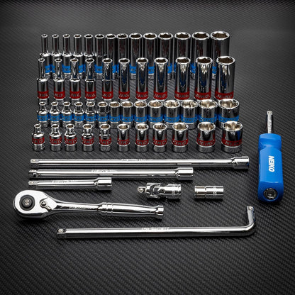 1/4” Drive Ratchet & Socket Set – SAE & Metric, Cr-V Steel (58-Piece)