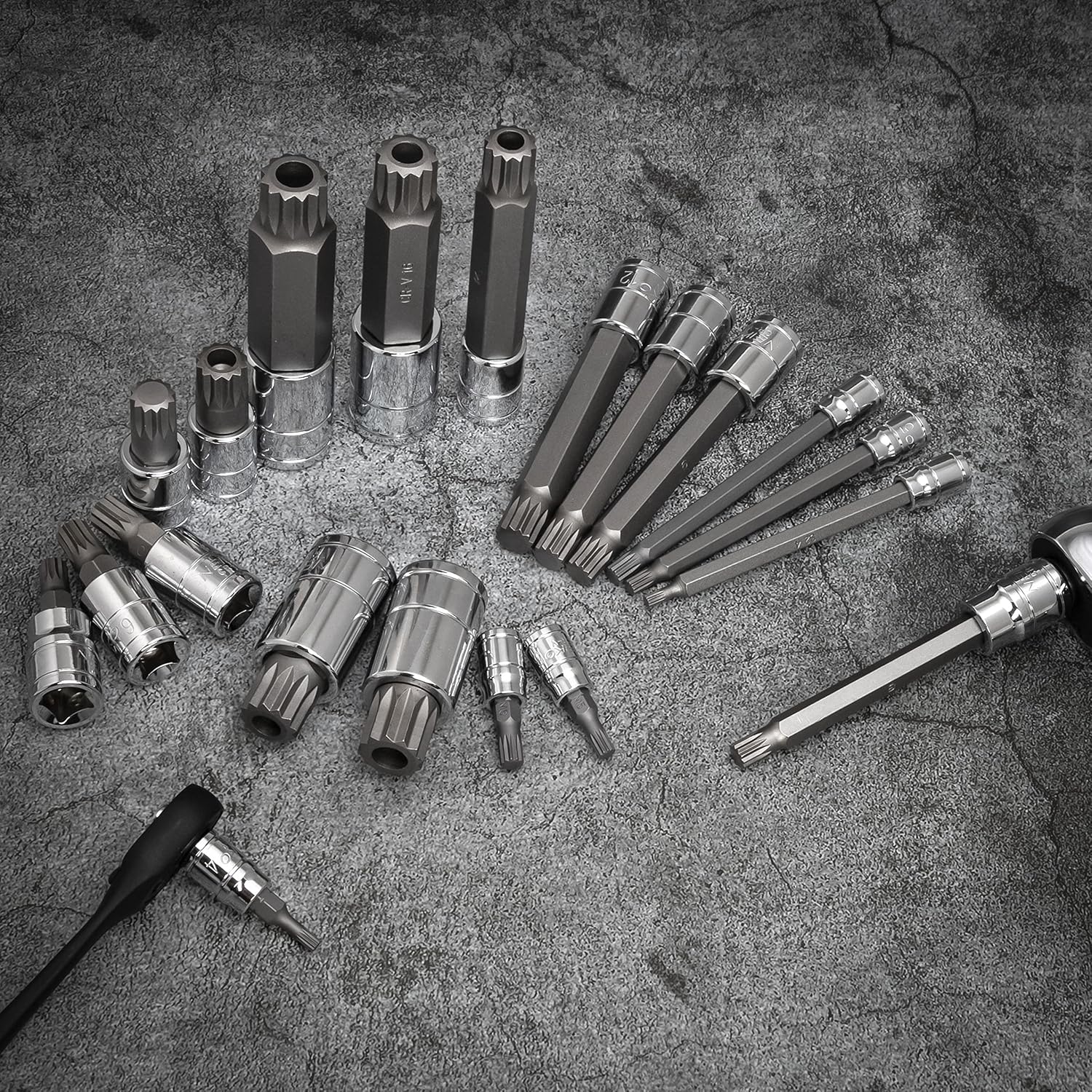 XZN Triple Square Bit Socket Set – Extra-Long 4”, 4–18 mm (20-Piece)