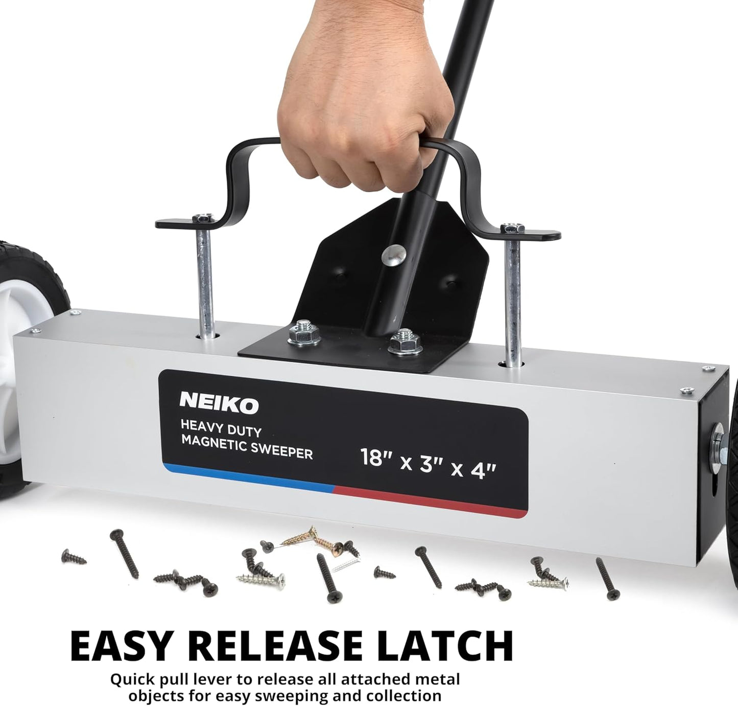 18” Rolling Magnetic Sweeper – Adjustable Handle, 45 lb Pickup Capacity