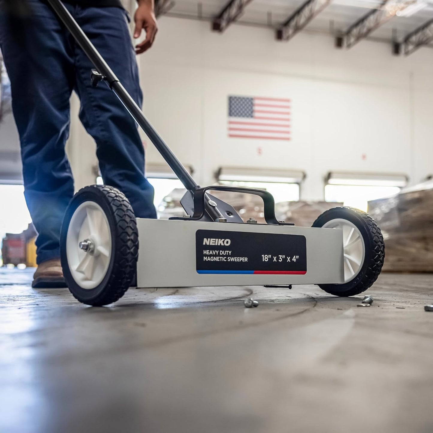 18” Rolling Magnetic Sweeper – Adjustable Handle, 45 lb Pickup Capacity