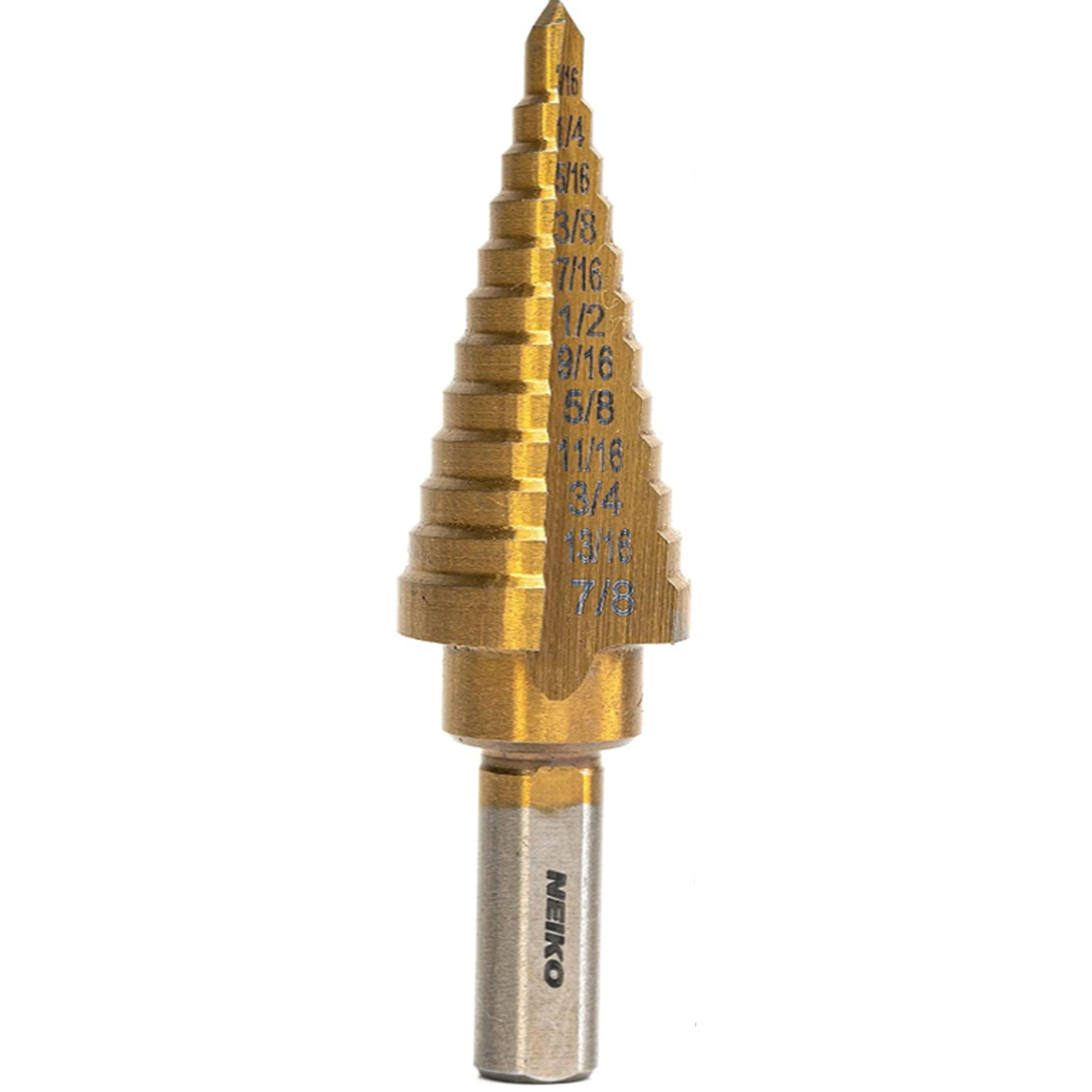 Titanium Step Drill Bit — 10 Sizes, 3/16"–7/8", HSS Alloy Steel
