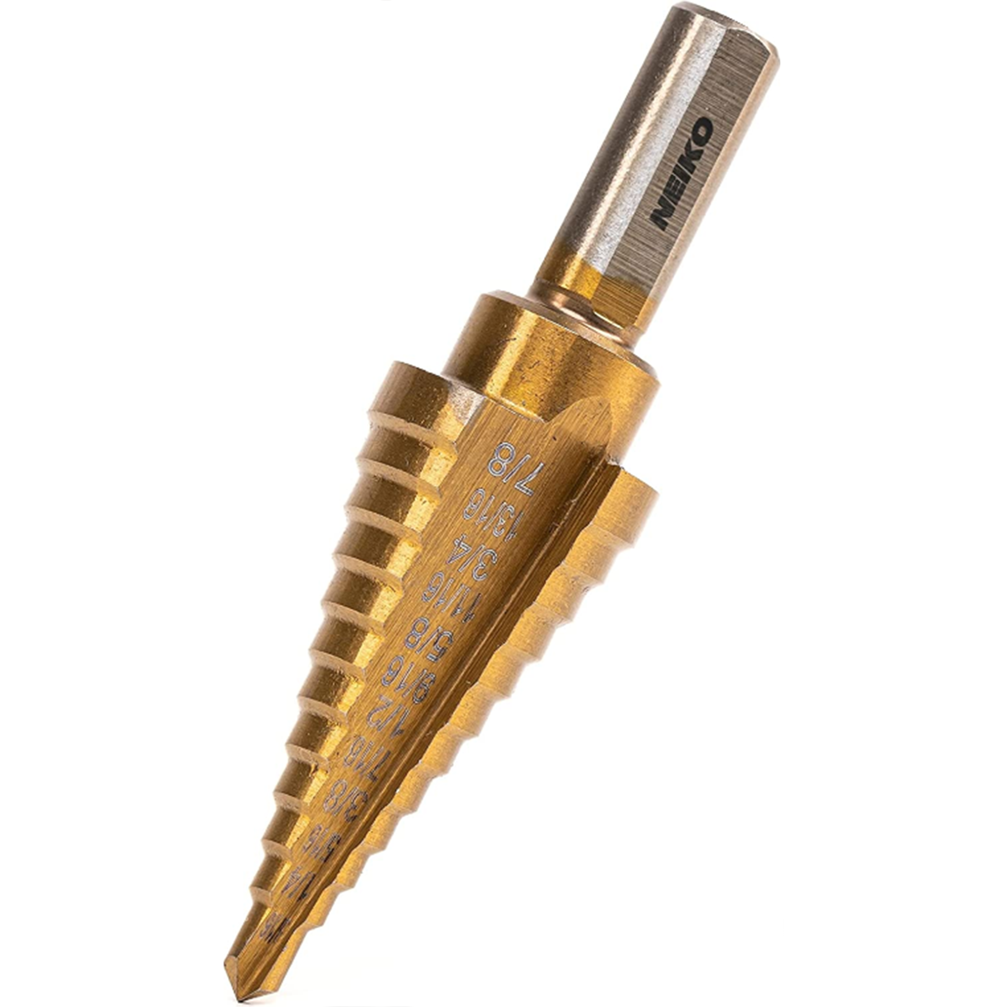 Titanium Step Drill Bit — 10 Sizes, 3/16"–7/8", HSS Alloy Steel