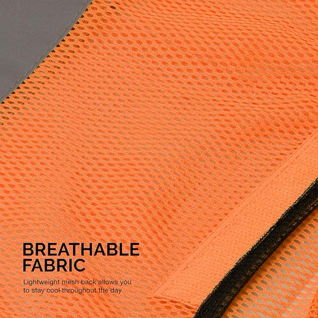 Neiko 53979A 10-Pack Universal High Visibility Mesh Safety Vest, 2-Inch Reflective Strip Design, Universal Size, Neon Orange, Safety Vest for Men and Women, Adult Orange Safety Vest