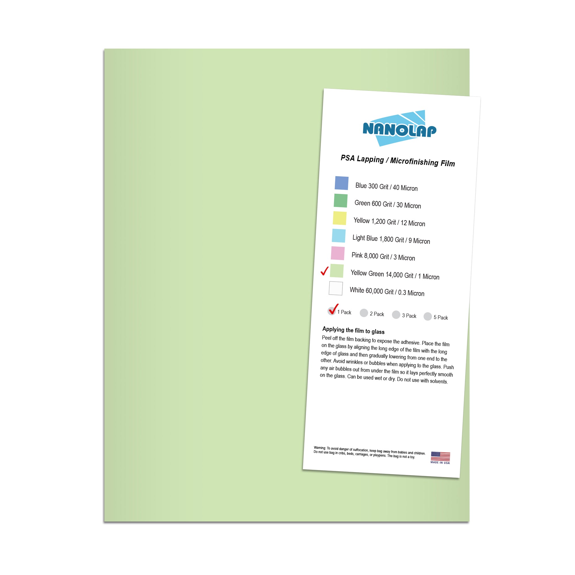 NANOLAP PSA Lapping Film 1 Micron (14,000 Grit) Adhesive Polishing Paper (1-Piece)