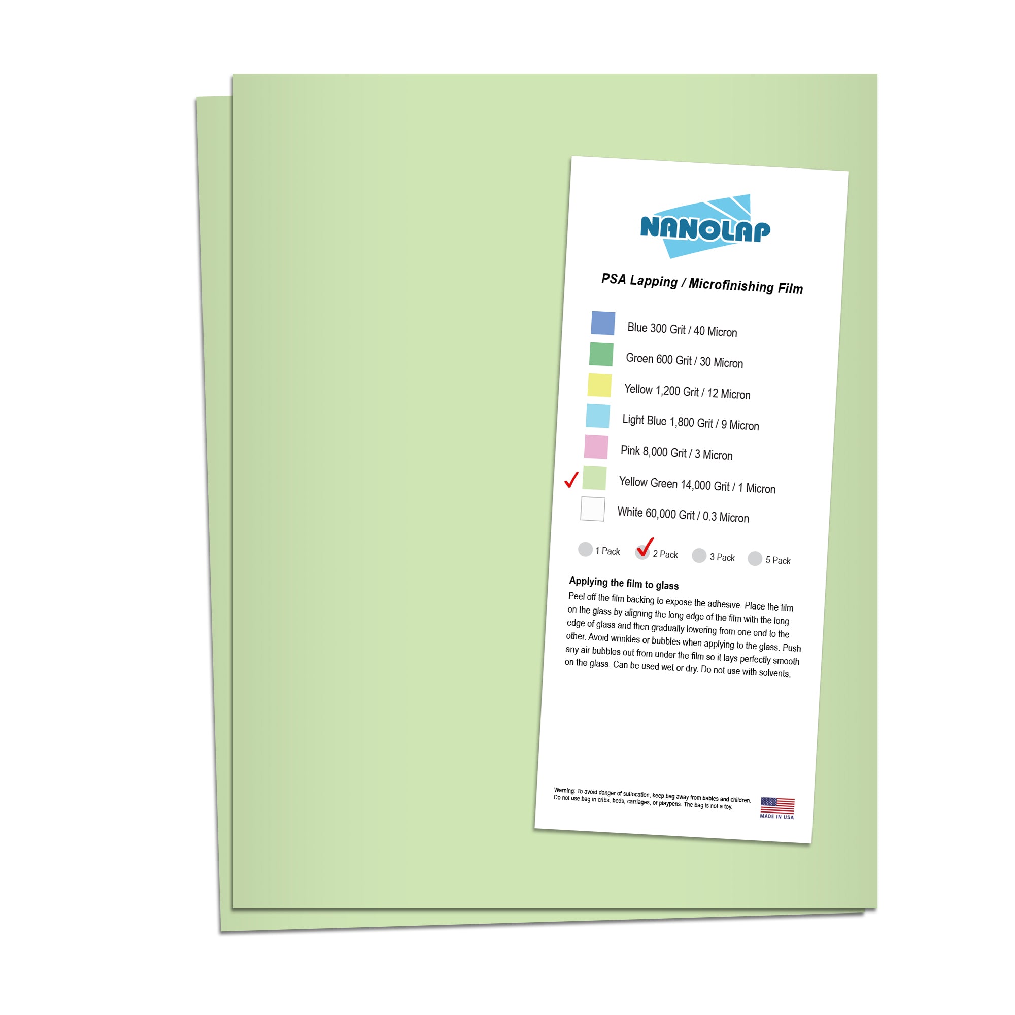 NANOLAP PSA Lapping Film 1 Micron (14,000 Grit) Adhesive Polishing Paper (2-Piece)