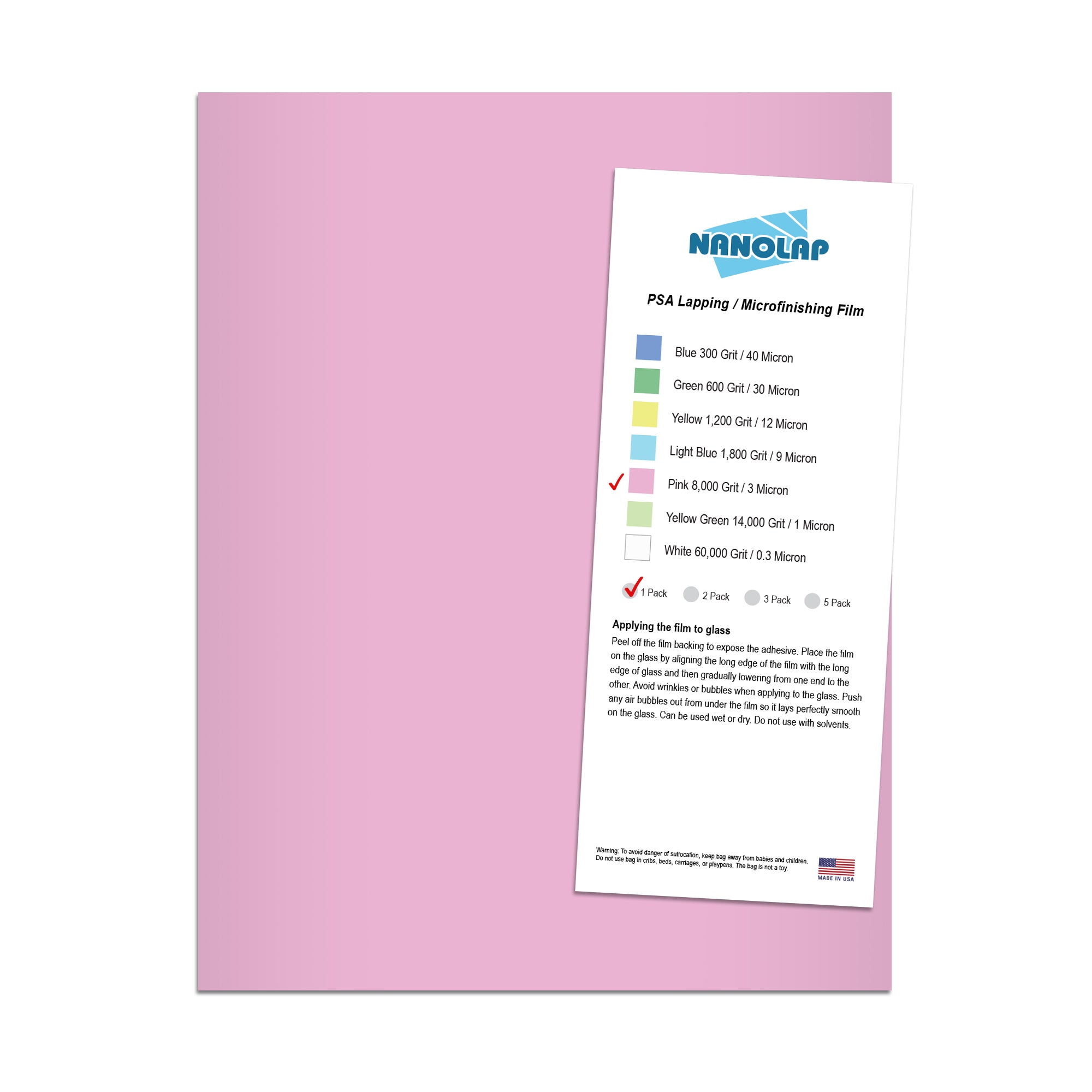 NANOLAP PSA Lapping Film 3 Micron (8,000 Grit) Adhesive Polishing Paper (1-Piece)