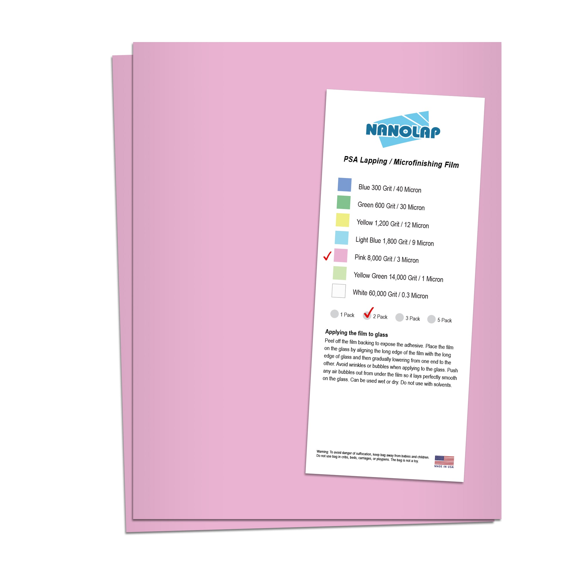 NANOLAP PSA Lapping Film 3 Micron (8,000 Grit) Adhesive Polishing Paper (2-Piece)