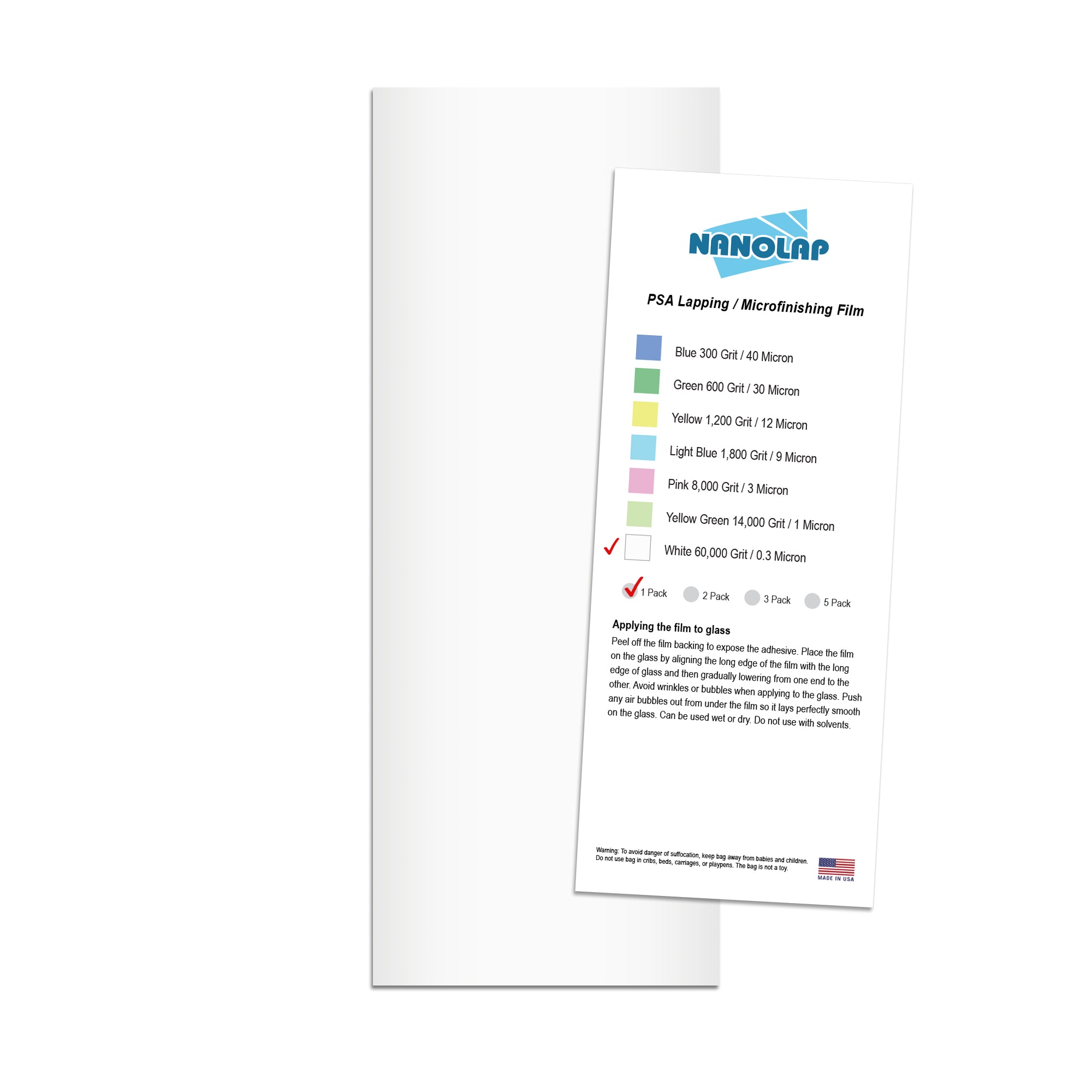 NANOLAP PSA Lapping Film 0.3 Micron (60,000 Grit) Adhesive Polishing Paper (1-Piece)