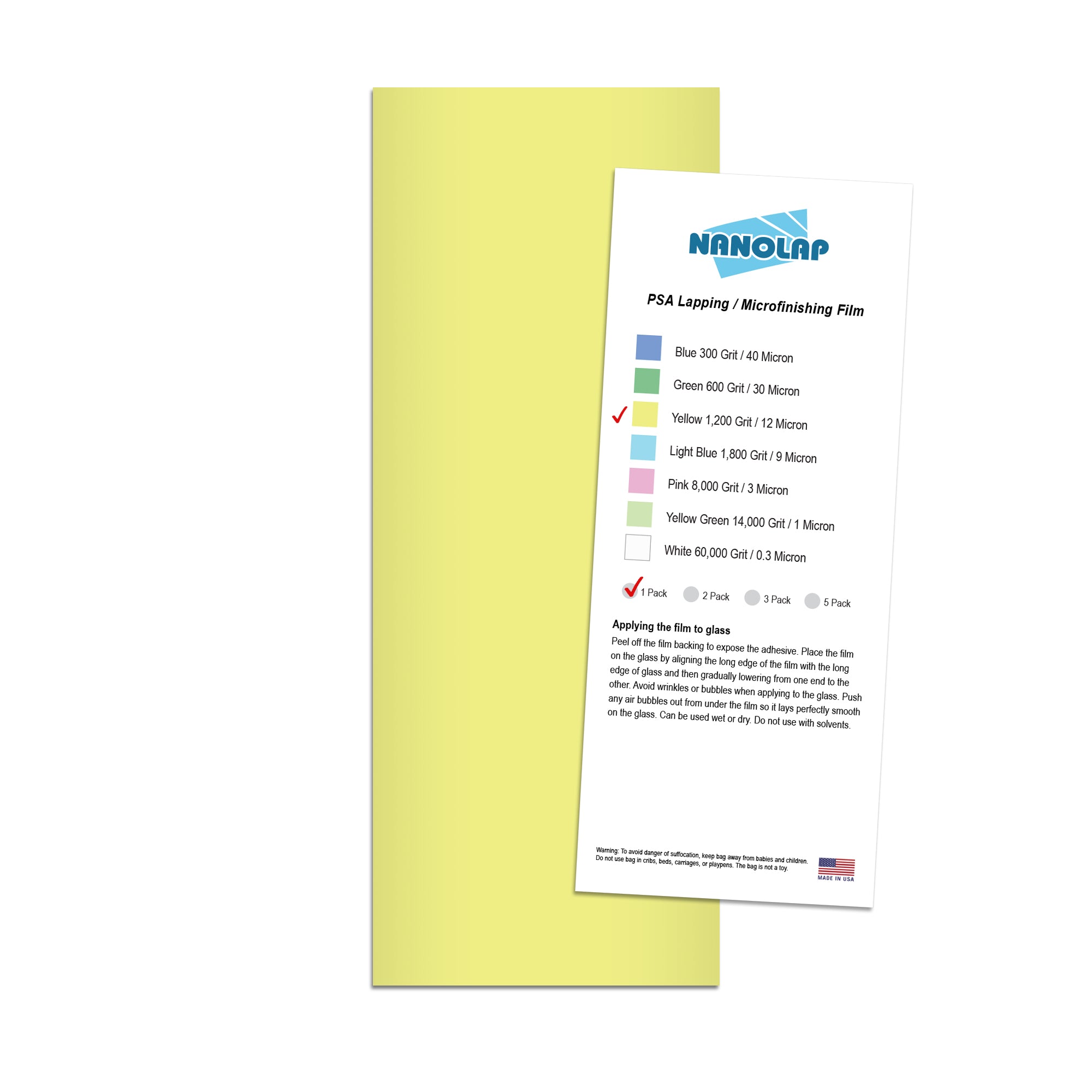 NANOLAP PSA Lapping Film 12 Micron (1,200 Grit) Adhesive Polishing Paper (1-Piece)