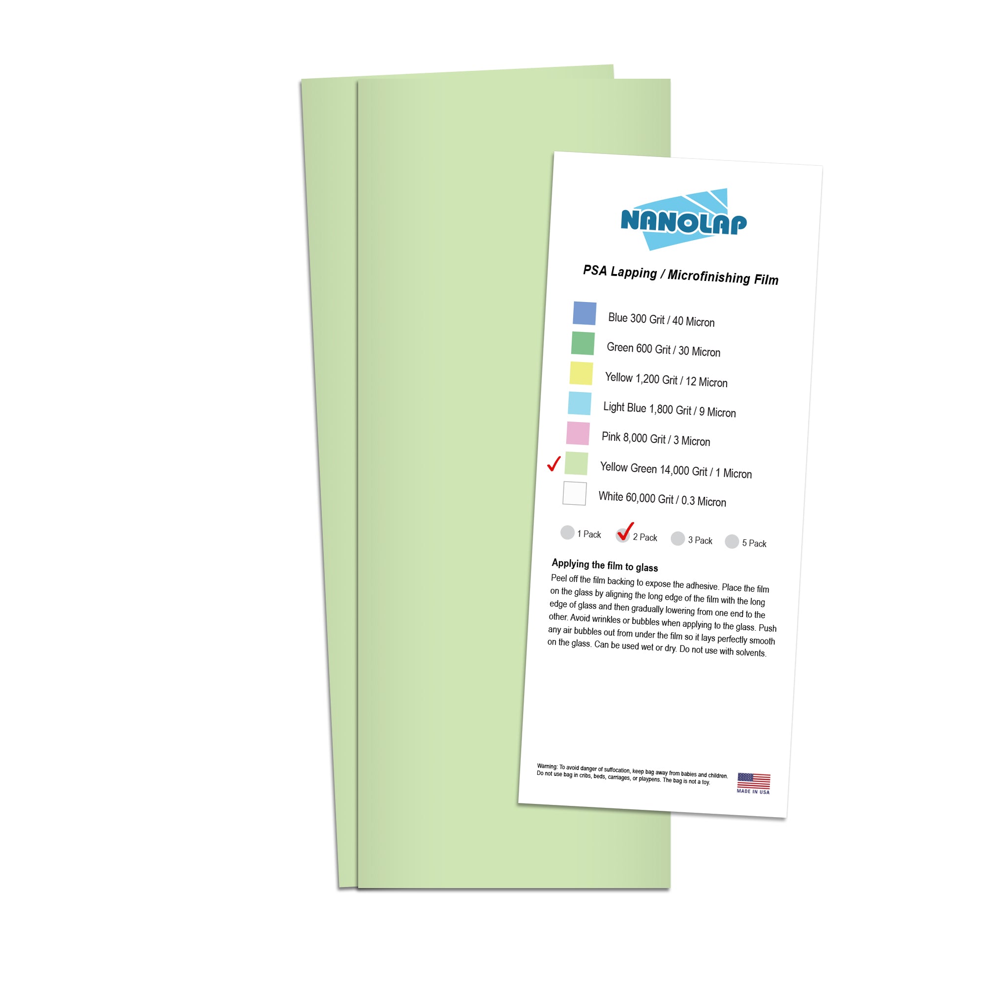 NANOLAP PSA Lapping Film 1 Micron (14,000 Grit) Adhesive Polishing Paper (2-Piece)