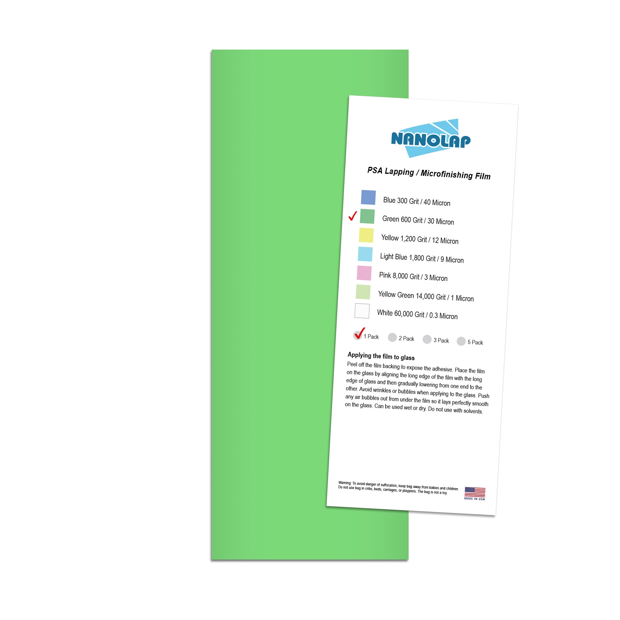 NANOLAP PSA Lapping Film 30 Micron (600 Grit) Adhesive Polishing Paper (1-Piece)