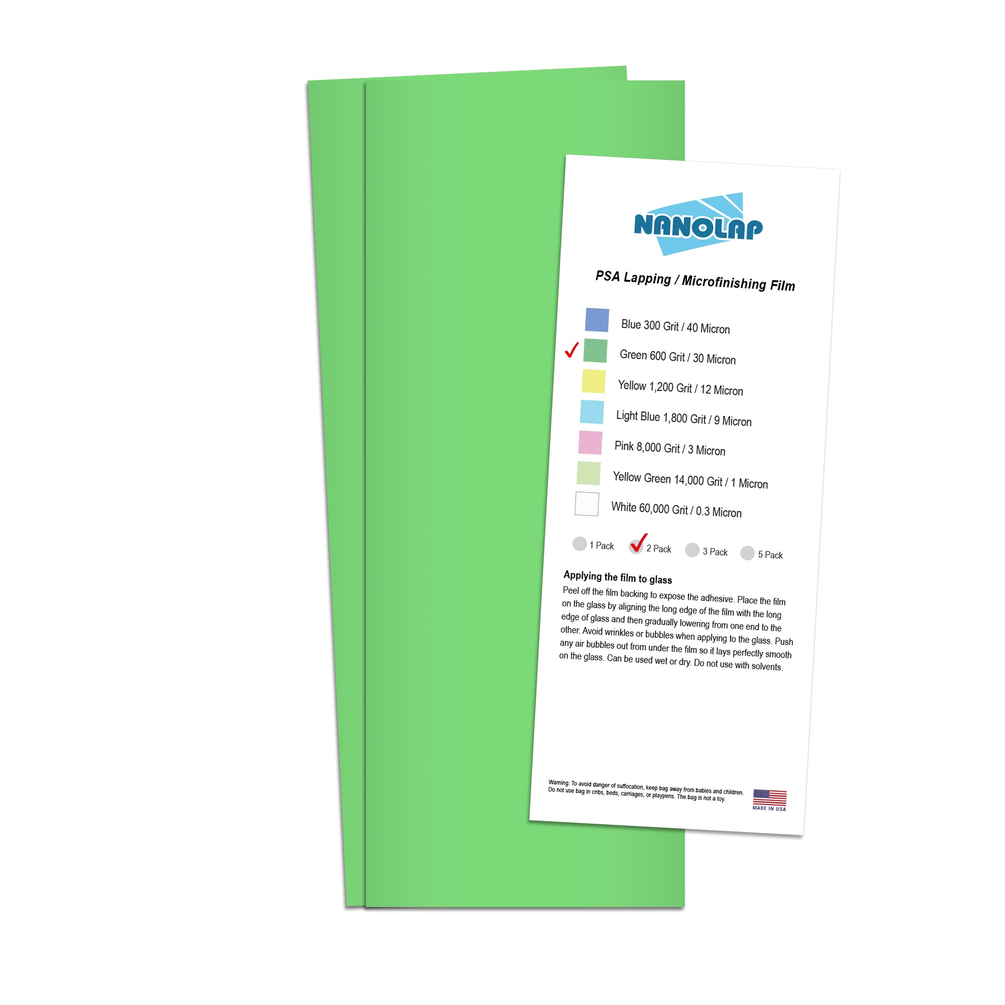 NANOLAP PSA Lapping Film 30 Micron (600 Grit) Adhesive Polishing Paper (2-Piece)