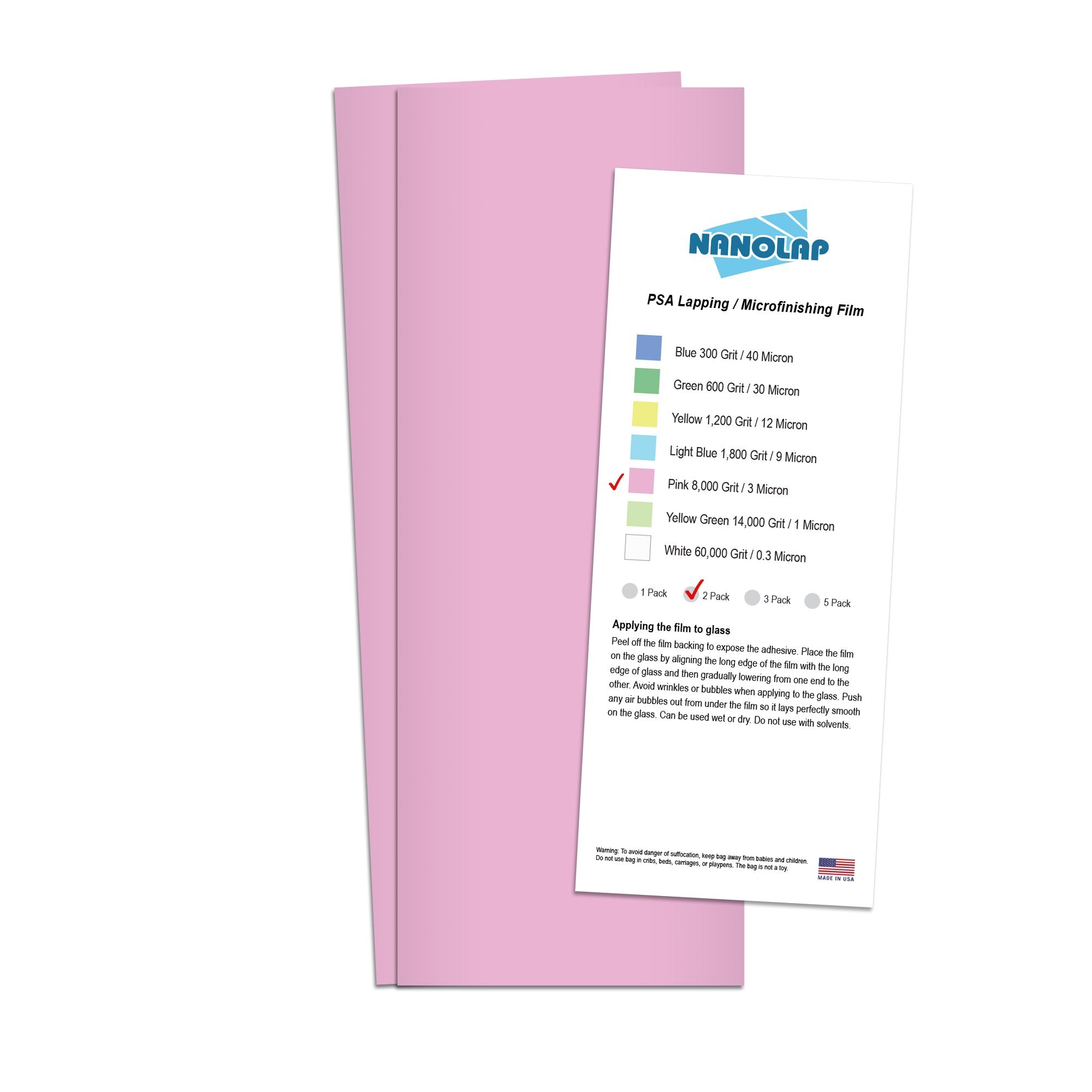 NANOLAP PSA Lapping Film 3 Micron (8,000 Grit) Adhesive Polishing Paper (2-Piece)