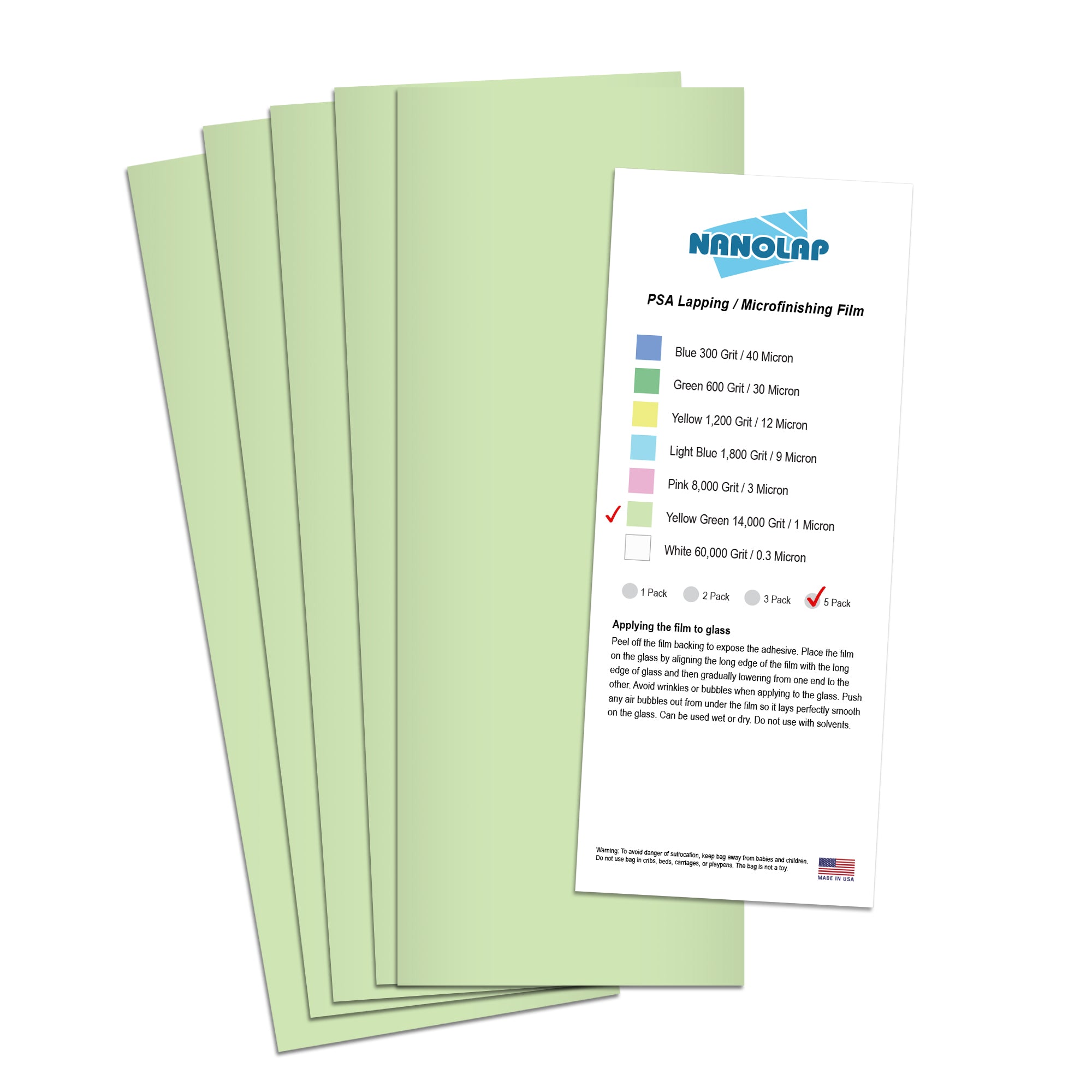5 Sheets 0.3 Micron (60,000 Grit) PSA Lapping Film - Aluminum Oxide Microfinishing For Sharpening & Polishing - View #2