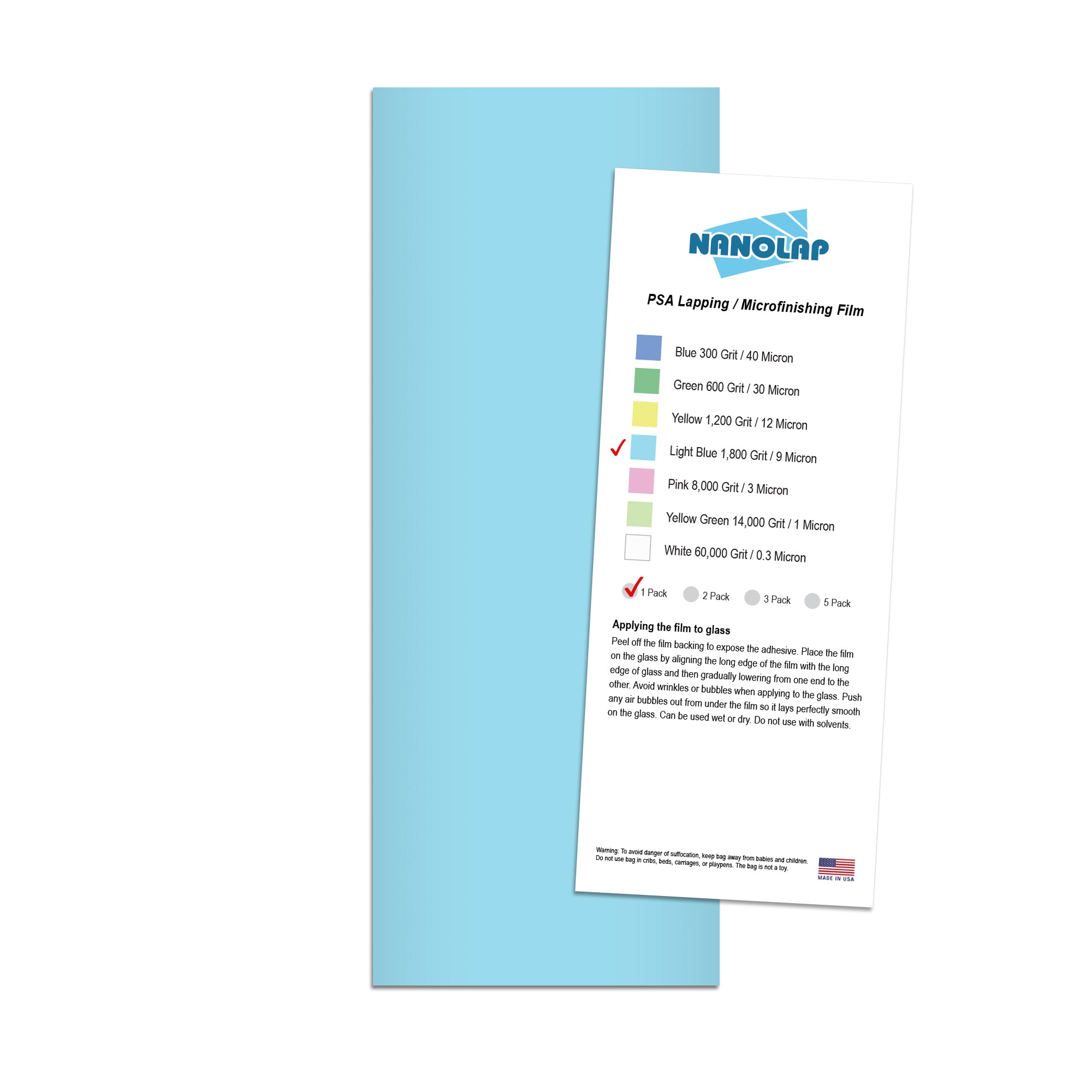 NANOLAP PSA Lapping Film 9 Micron (1,800 Grit) Adhesive Polishing Paper (1-Piece)