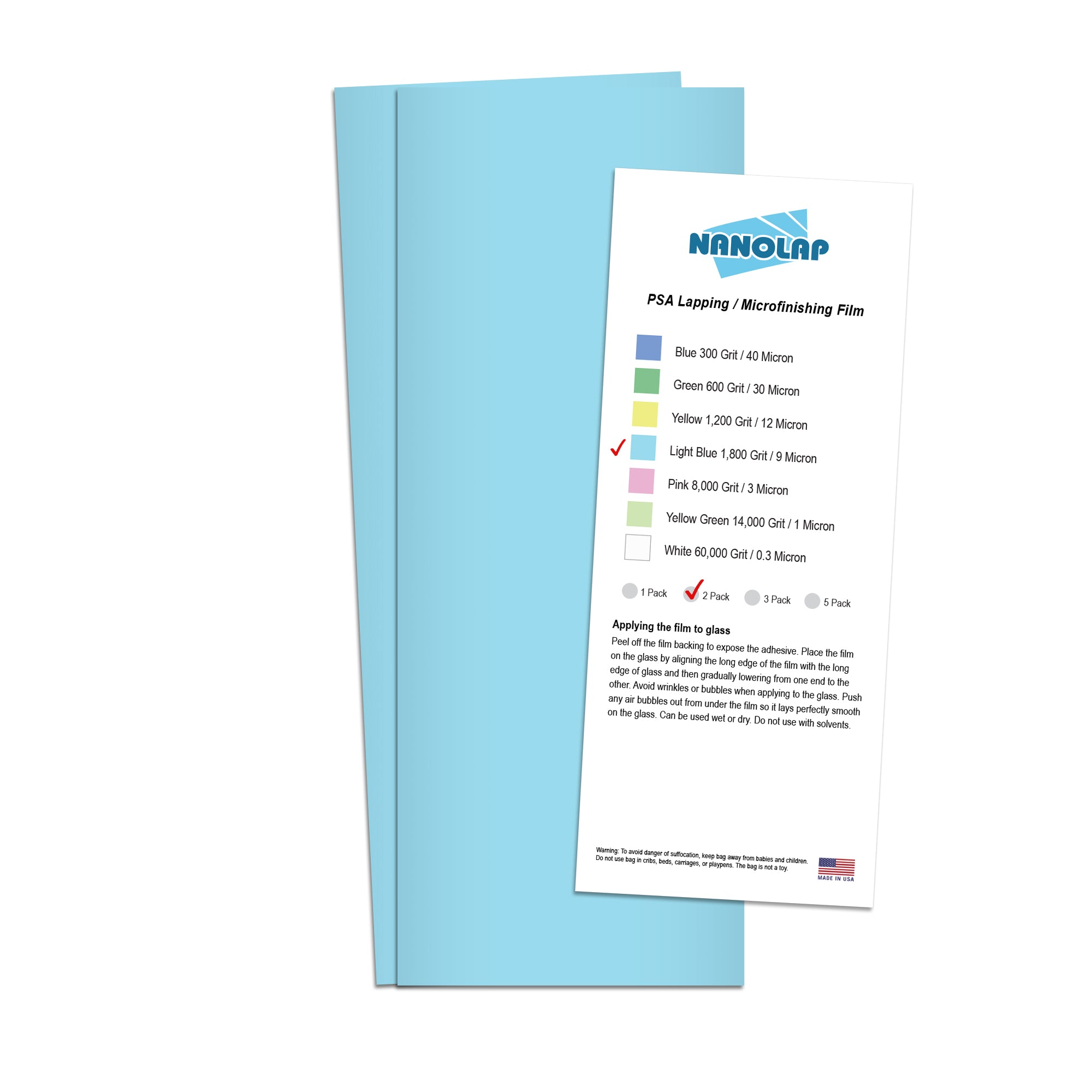 NANOLAP PSA Lapping Film 9 Micron (1,800 Grit) Adhesive Polishing Paper (2-Piece)