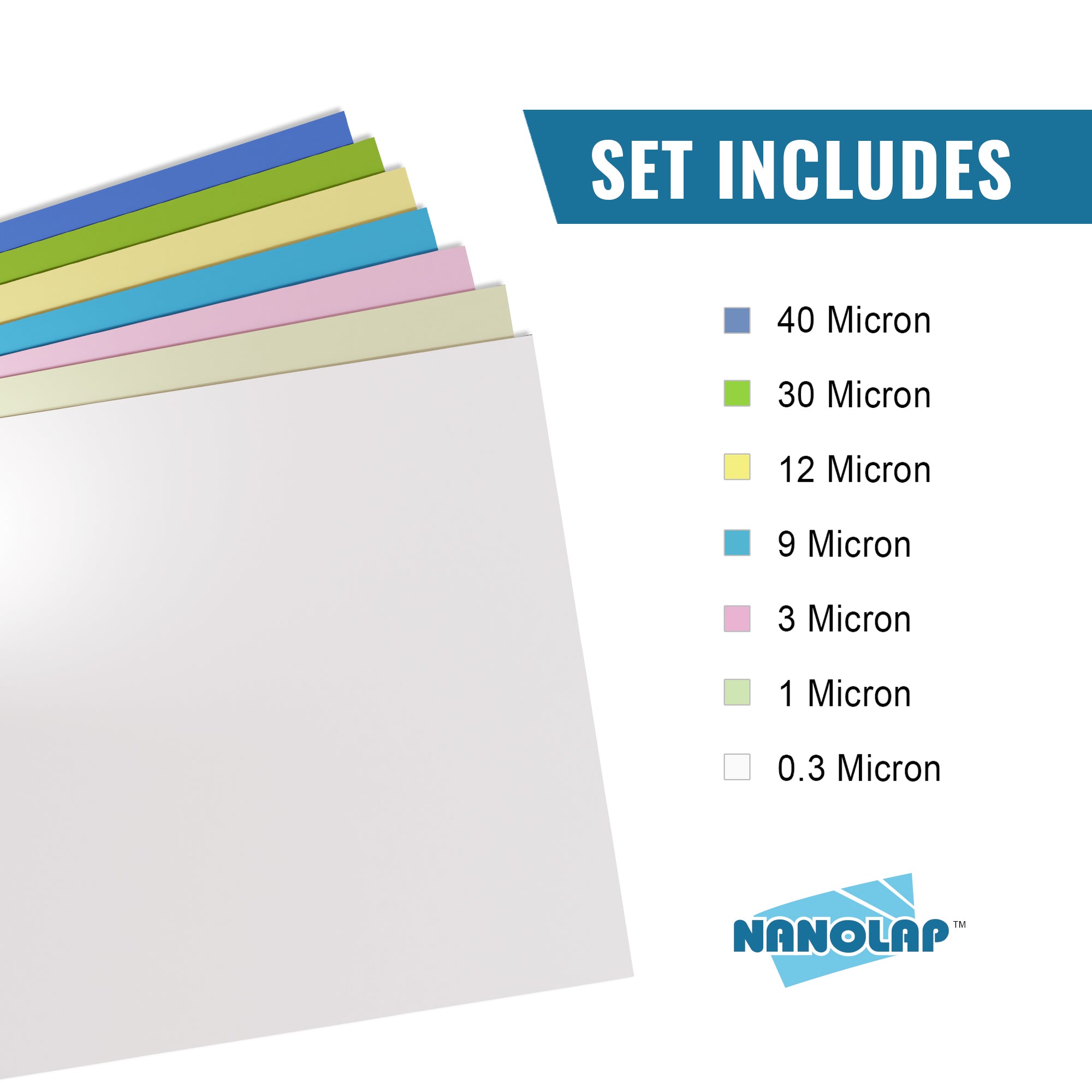 NANOLAP PSA Lapping Film Pressure Sensitive Adhesive Polishing Paper (7-Piece)