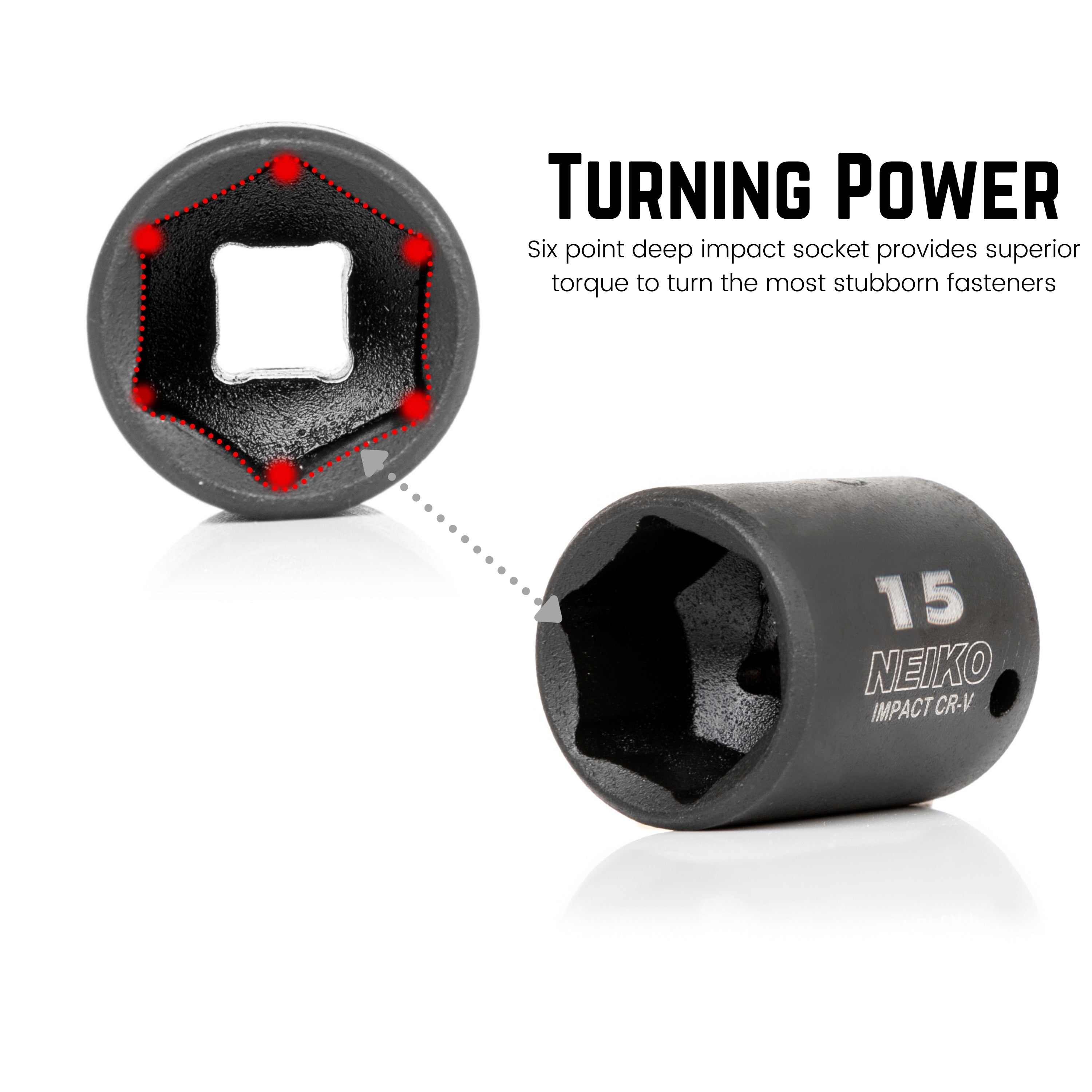 1/4" Drive Impact Socket Set, 30 Piece, Metric Sizes 4 – 15 MM, Deep & Shallow Sockets