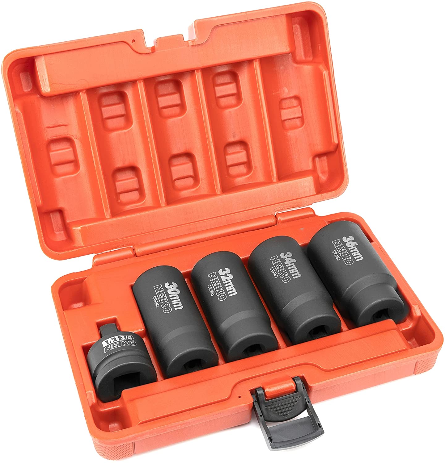 12 Point Socket Set 1/2” Drive, Lug Nut Remover, Spindle Nut Socket, Axle Nut Socket Set (5-Piece)