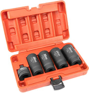 12 Point Socket Set 1/2” Drive, Lug Nut Remover, Spindle Nut Socket, Axle Nut Socket Set (5-Piece)