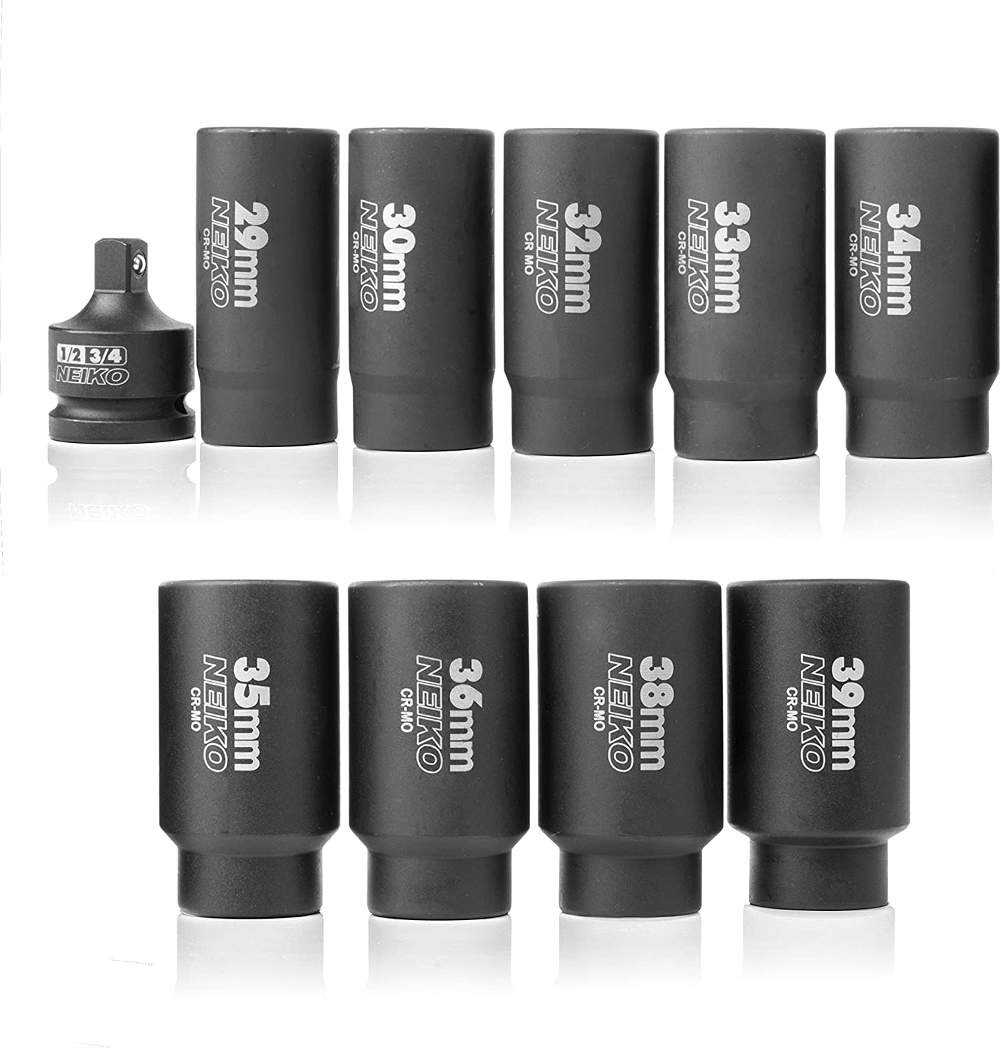 12 Point Socket Set 1/2” Drive, Lug Nut Remover, Spindle Nut Socket, Axle Nut Socket Set (10-Piece)