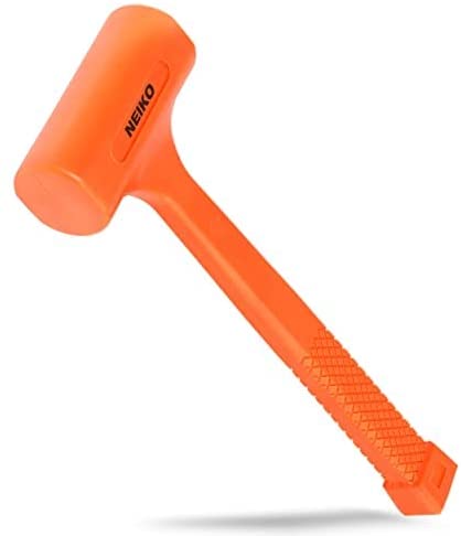 4 Lb Dead Blow Hammer, Neon Orange, Unibody Molded, Checkered Grip, Spark & Rebound Resistant